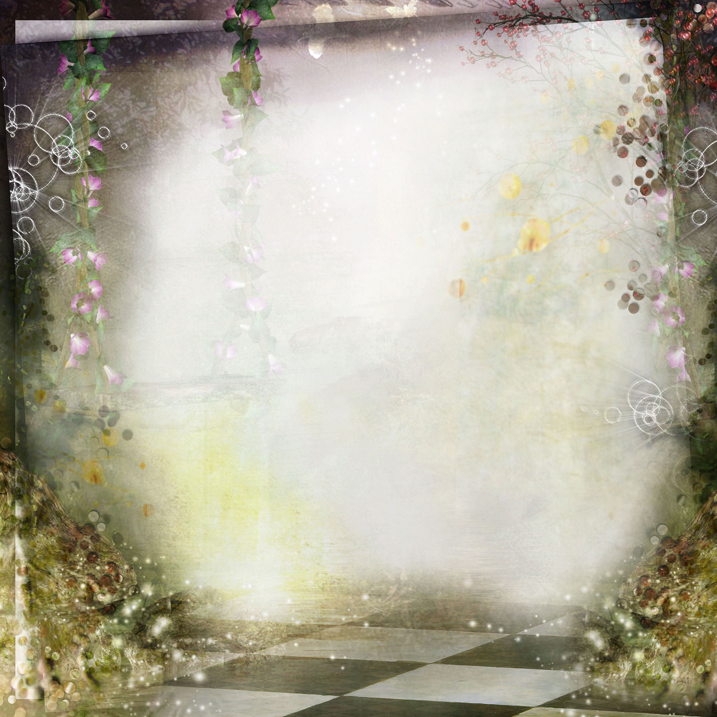 花のイラスト フリー素材 壁紙 背景no 219 幻想的 霧 光の粒