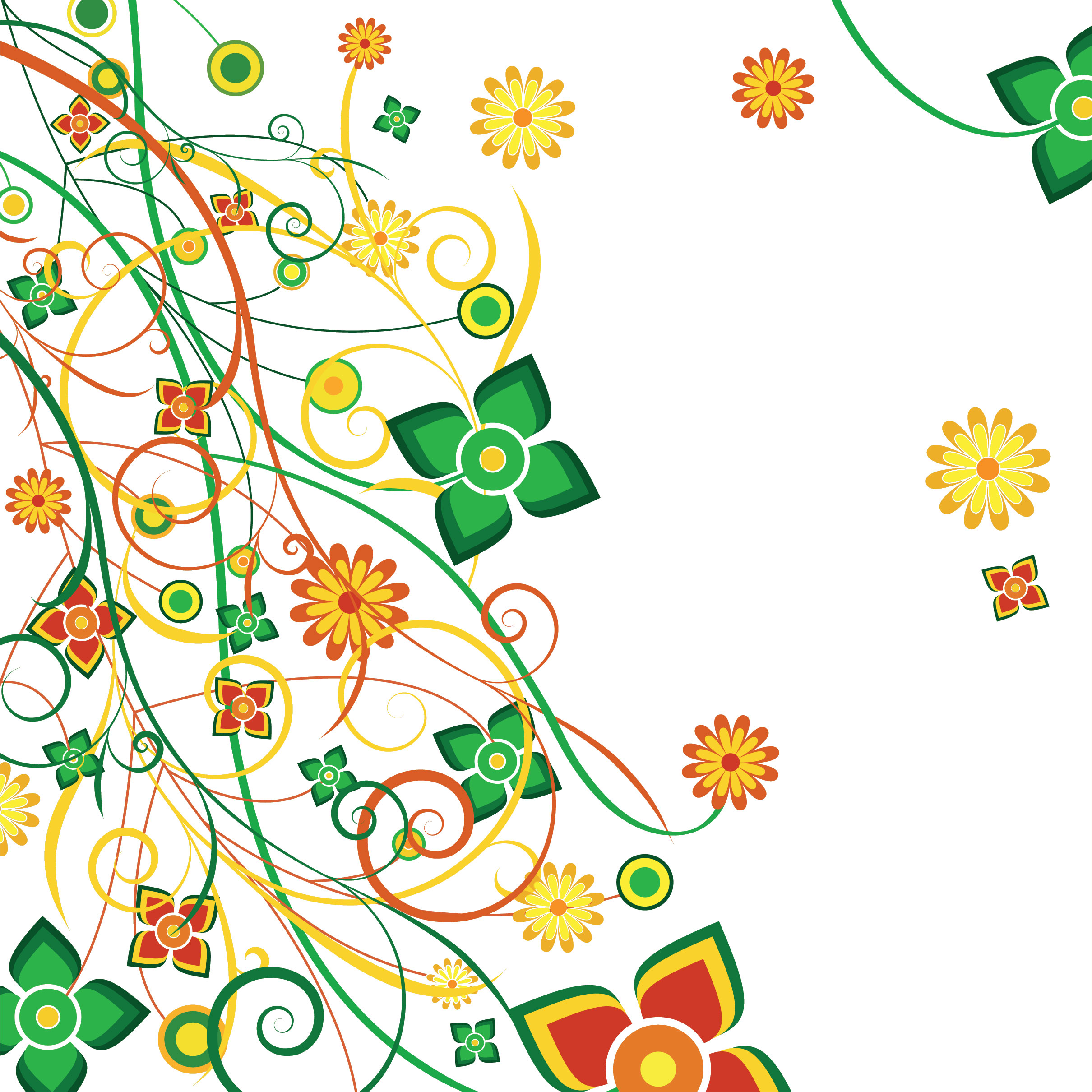 花のイラスト フリー素材 壁紙 背景no 562 茎蔓 赤黄緑