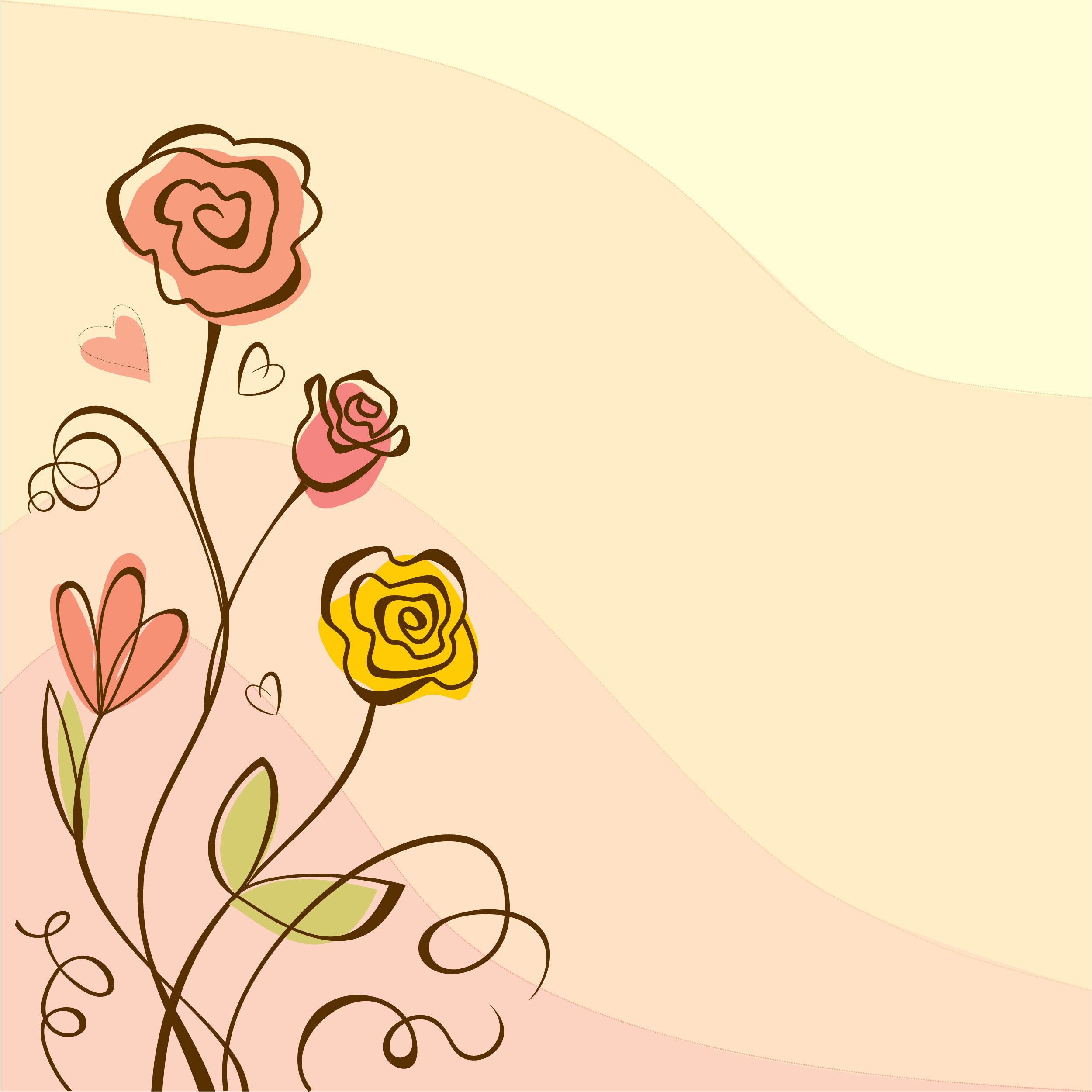 花のイラスト フリー素材 壁紙 背景no 127 手書き風 ポップ 暖色