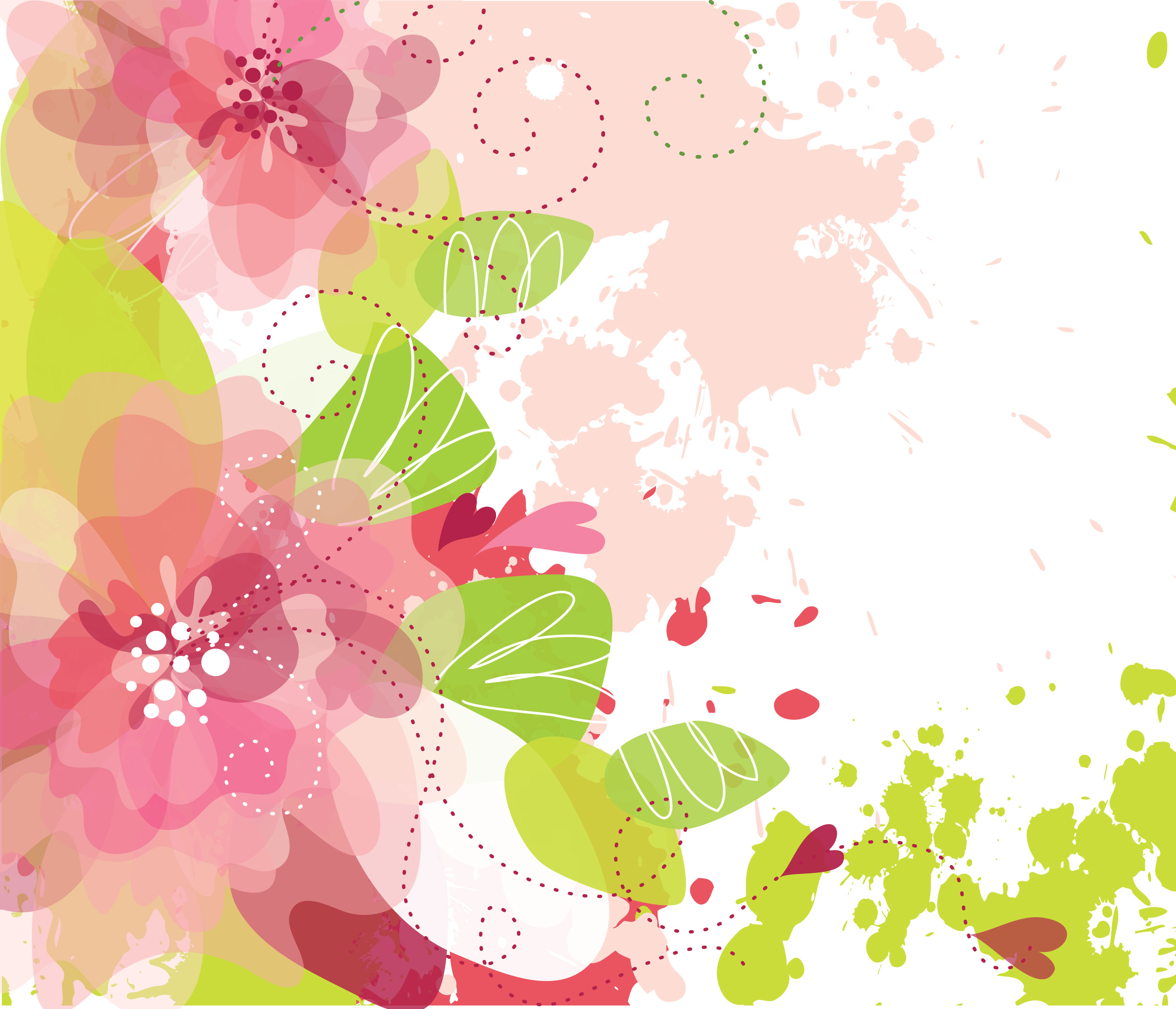 ピンクの花のイラスト フリー素材 壁紙 背景no 640 赤ピンク 緑葉
