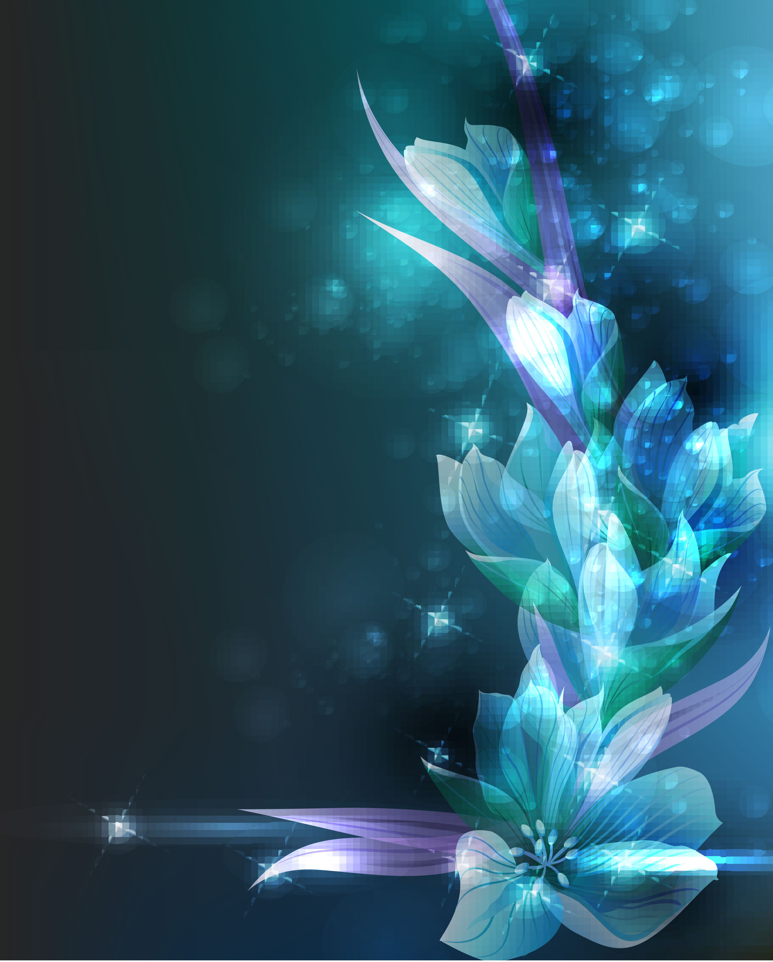 花のイラスト フリー素材 壁紙 背景no 261 青紫 光彩 輝き