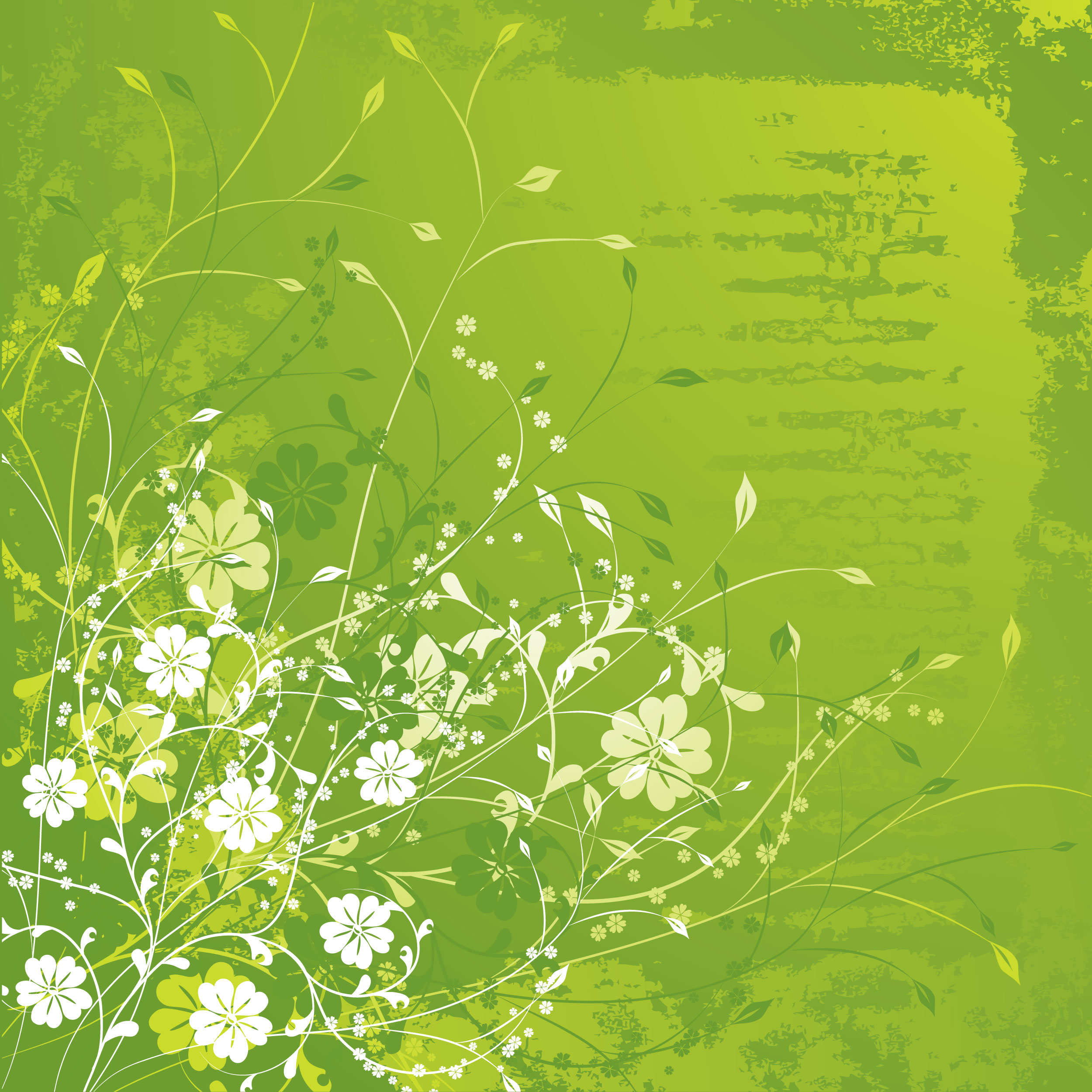 緑色の花のイラスト フリー素材 背景 壁紙no 188 緑 白抜き 茎葉