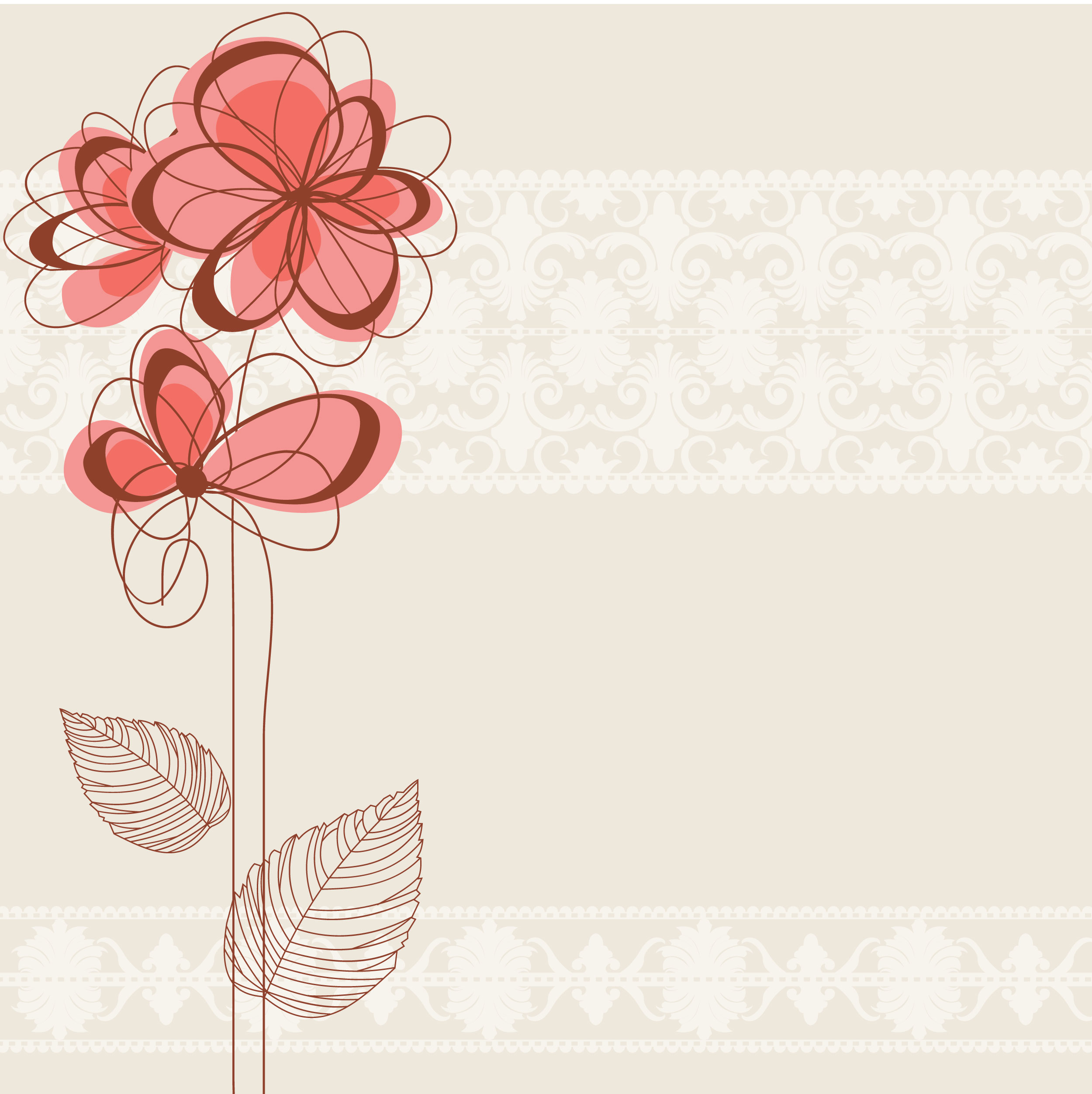 赤い花のイラスト-赤花びら・細線画