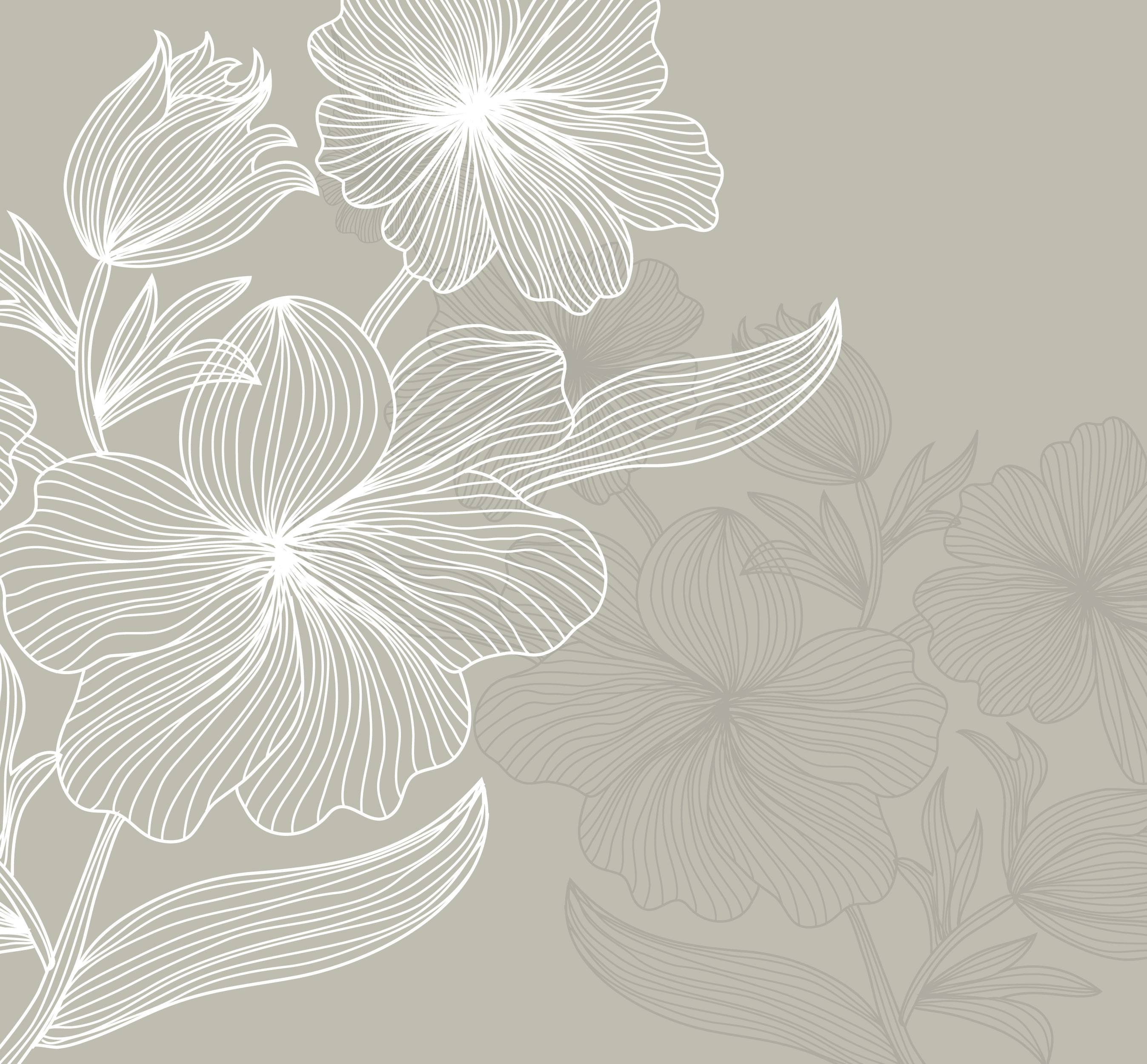 花のイラスト フリー素材 壁紙 背景no 668 灰 白抜き シルエット