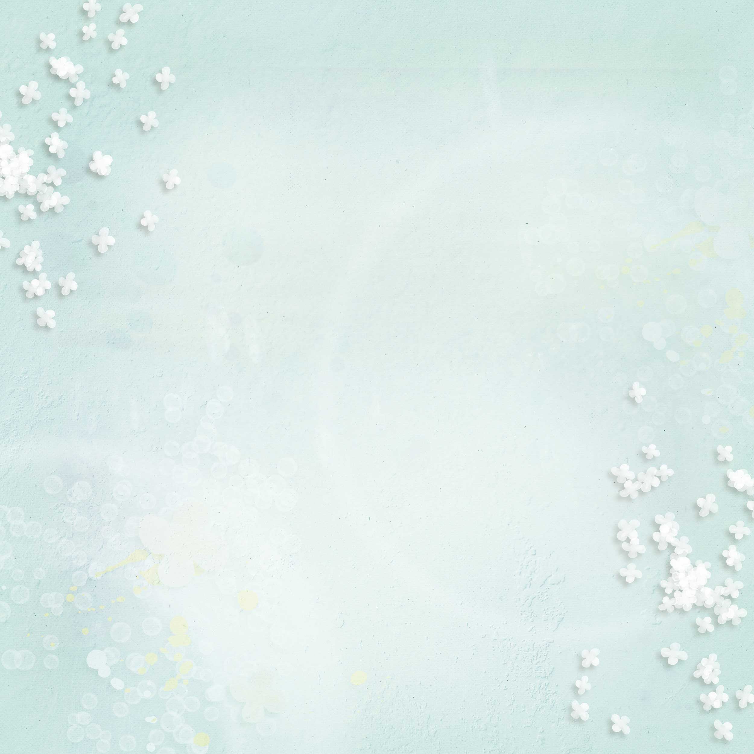 花の背景・壁紙イラスト-水色・白い花・淡い光彩