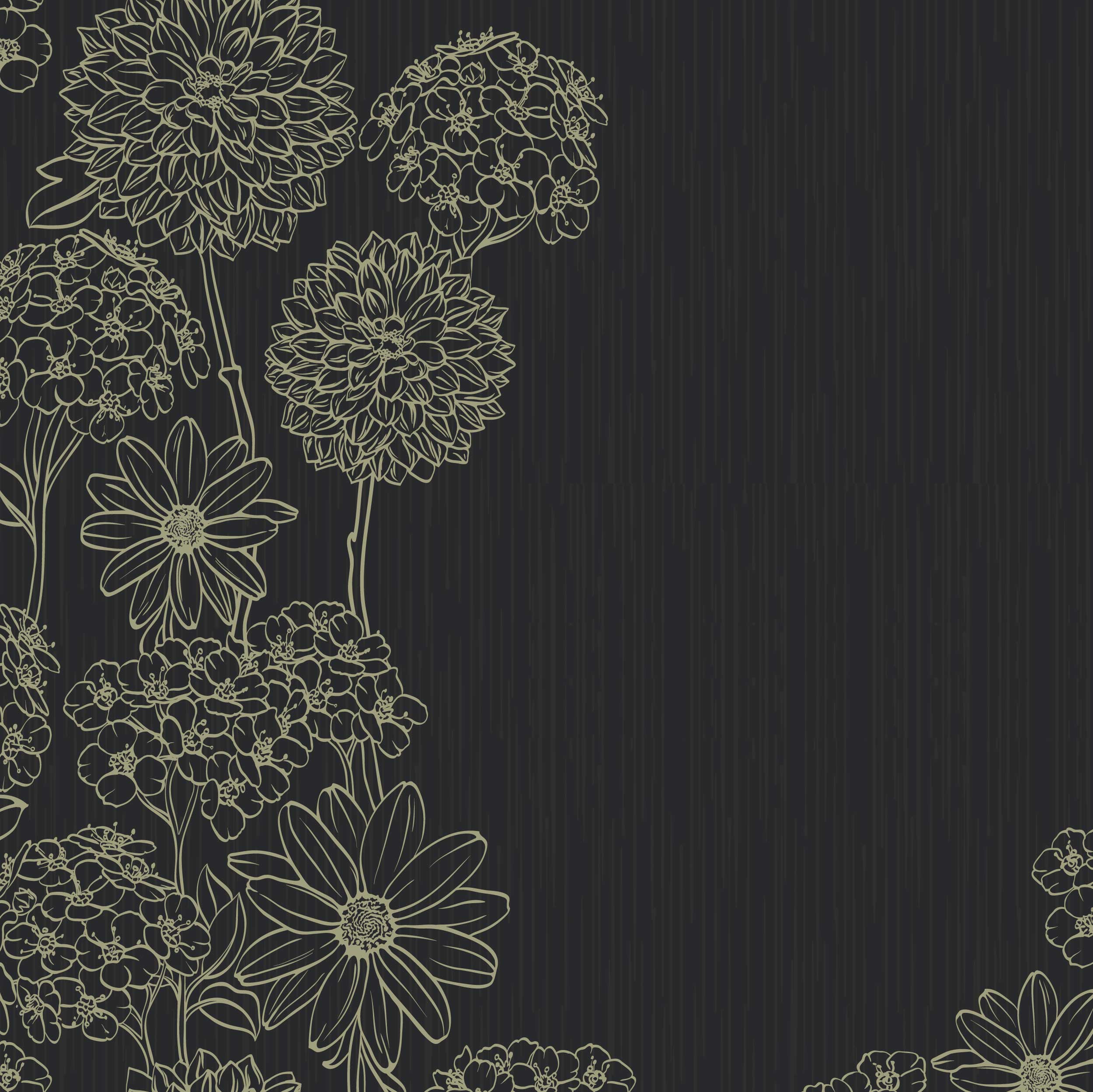 花のイラスト フリー素材 壁紙 背景no 278 黒バック 手書き風