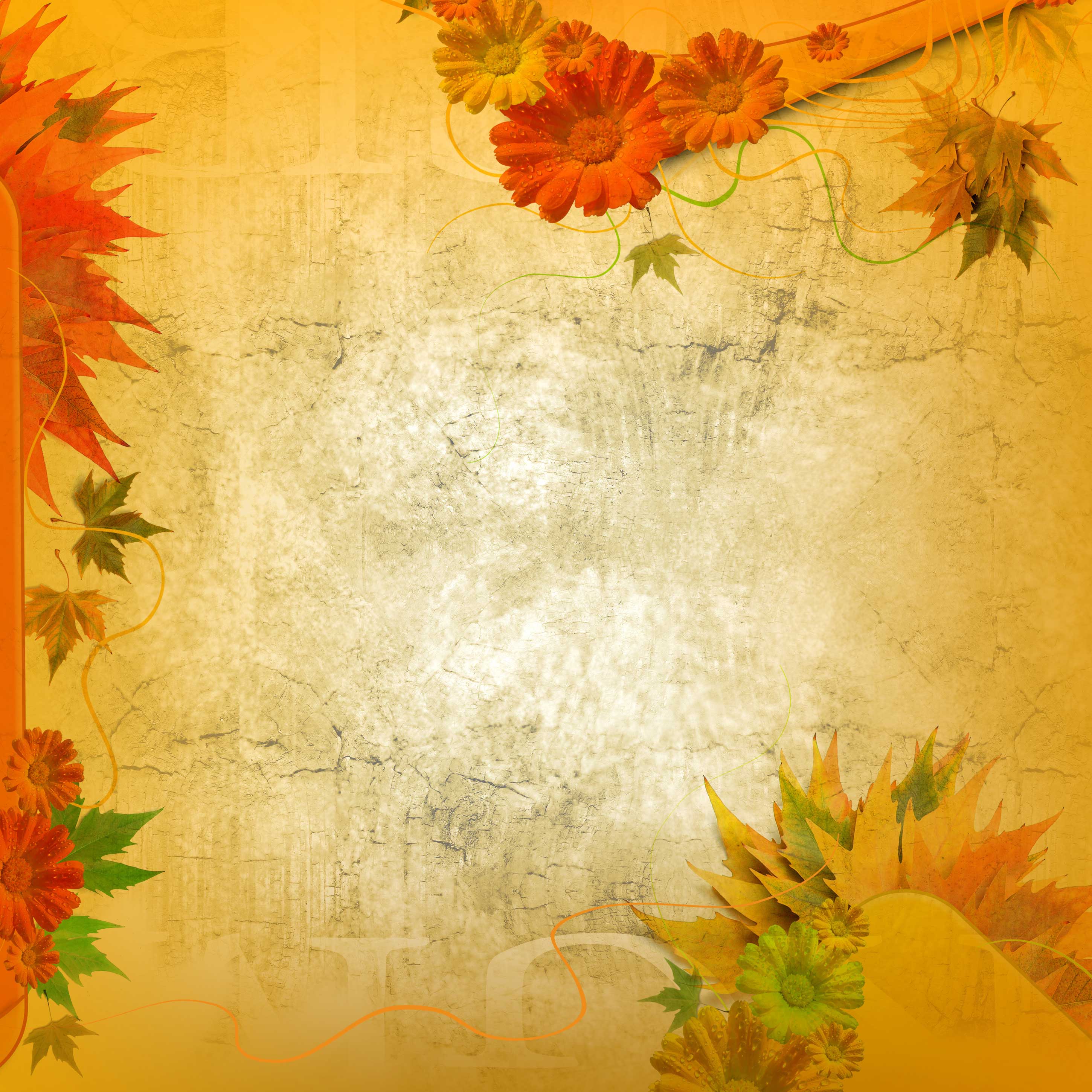 花のイラスト フリー素材 壁紙 背景no 228 シック レトロ調 秋の色