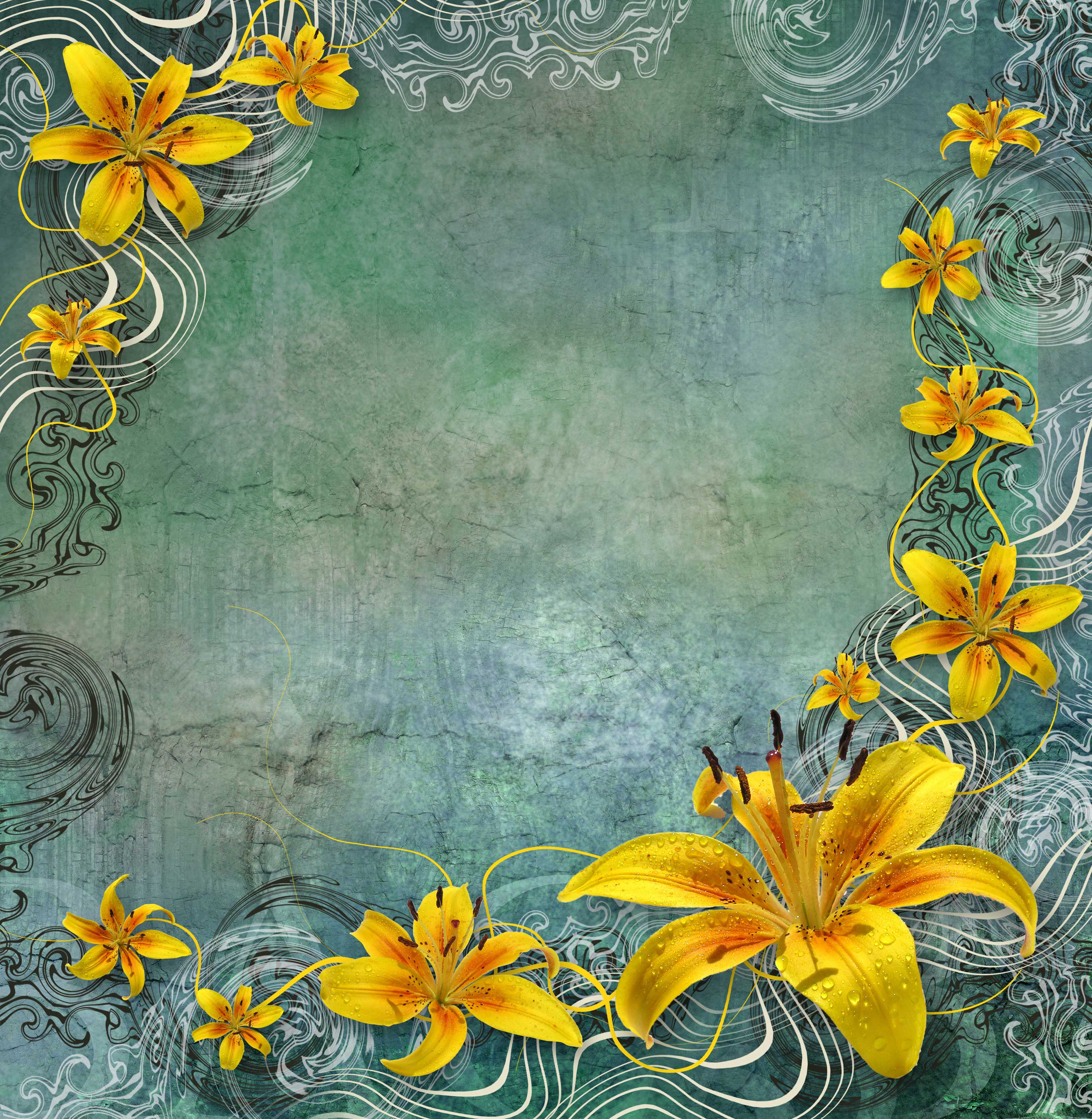 黄色の花のイラスト フリー素材 背景 壁紙no 305 黄色いユリ 曲線