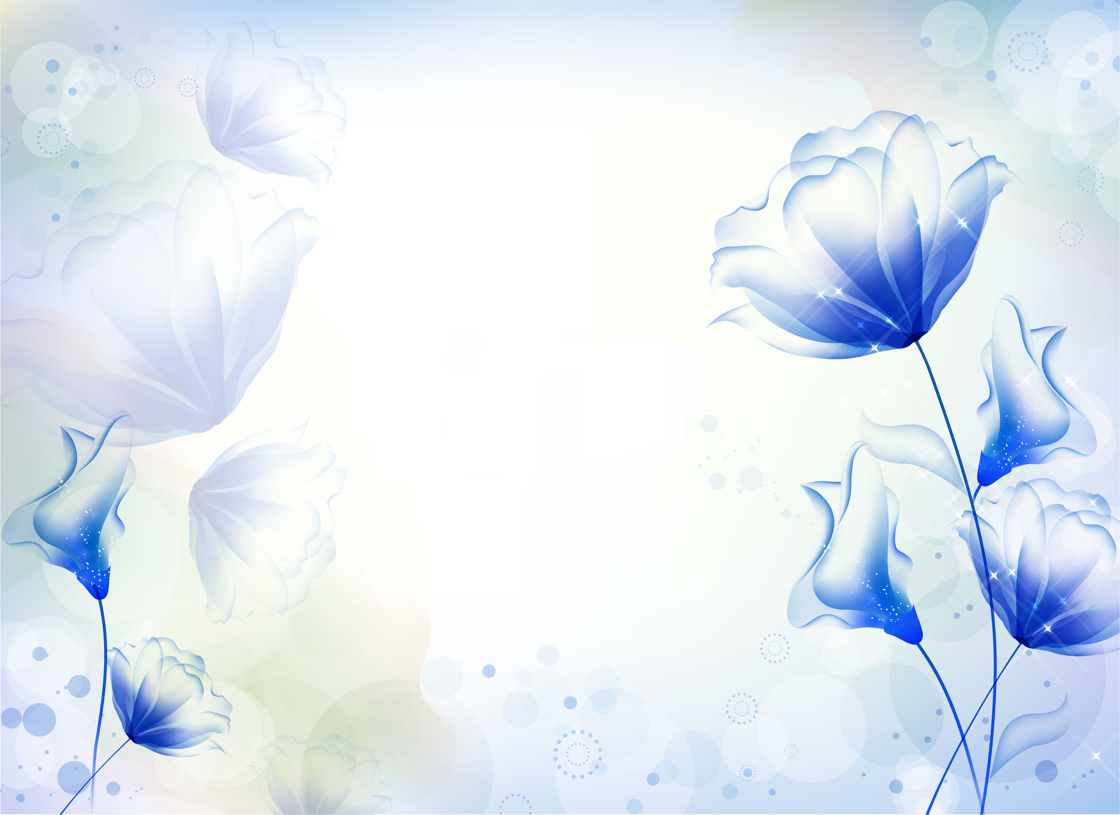 花のイラスト フリー素材 壁紙 背景no 694 青 淡い色 輝き