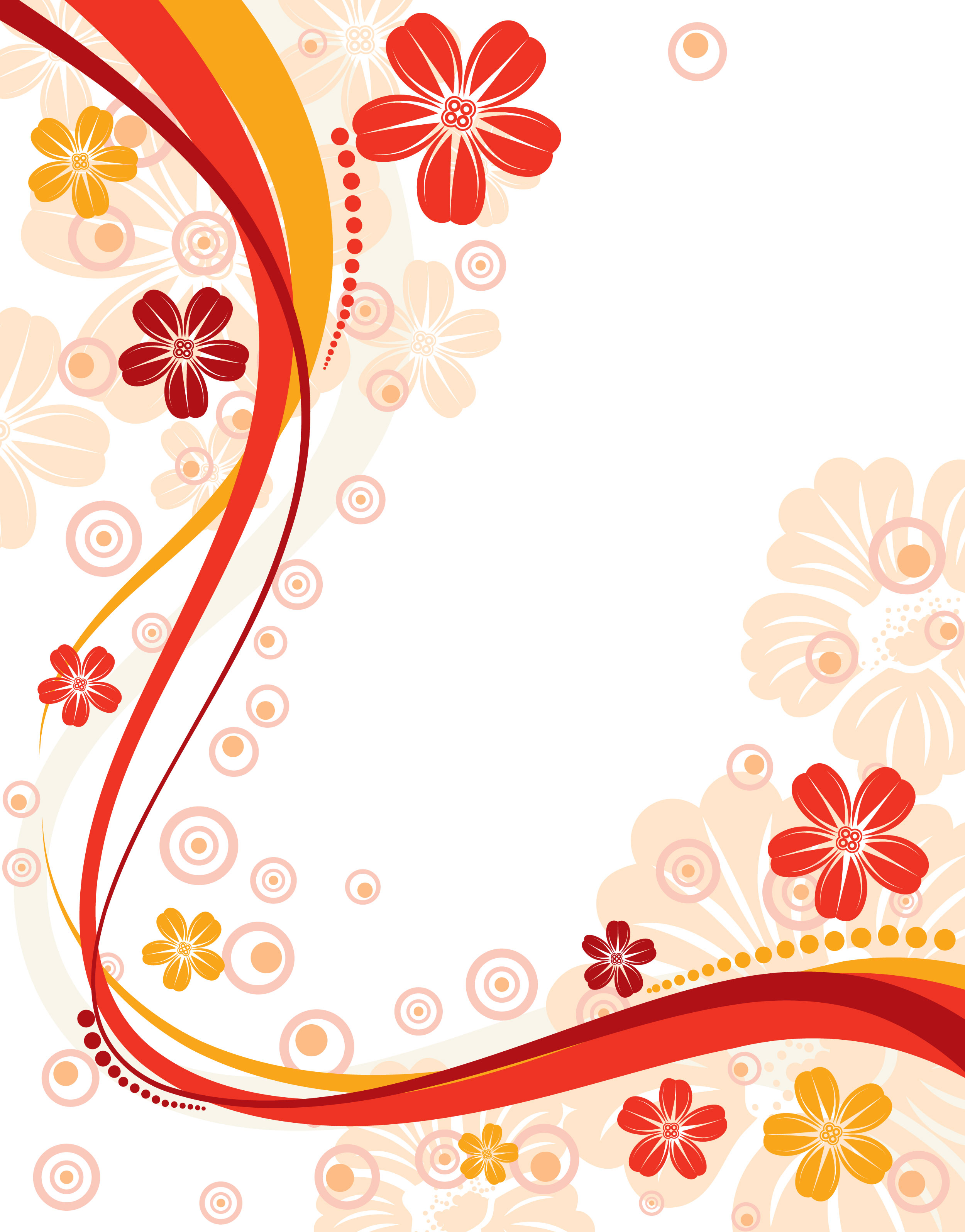 花のイラスト フリー素材 壁紙 背景no 701 赤黄茶 曲線ライン