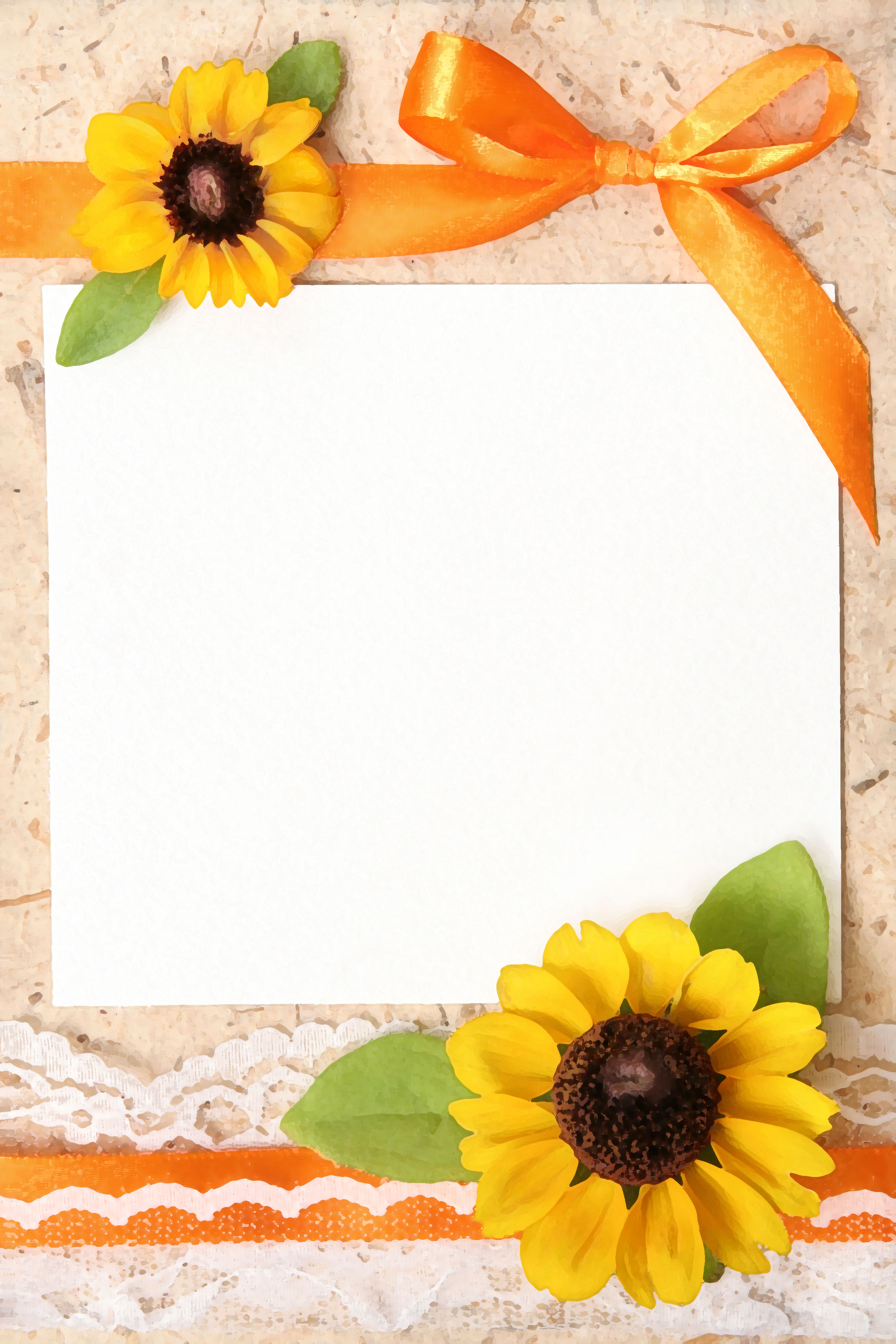 黄色の花のイラスト フリー素材 背景 壁紙no 309 ひまわり リボン 紙