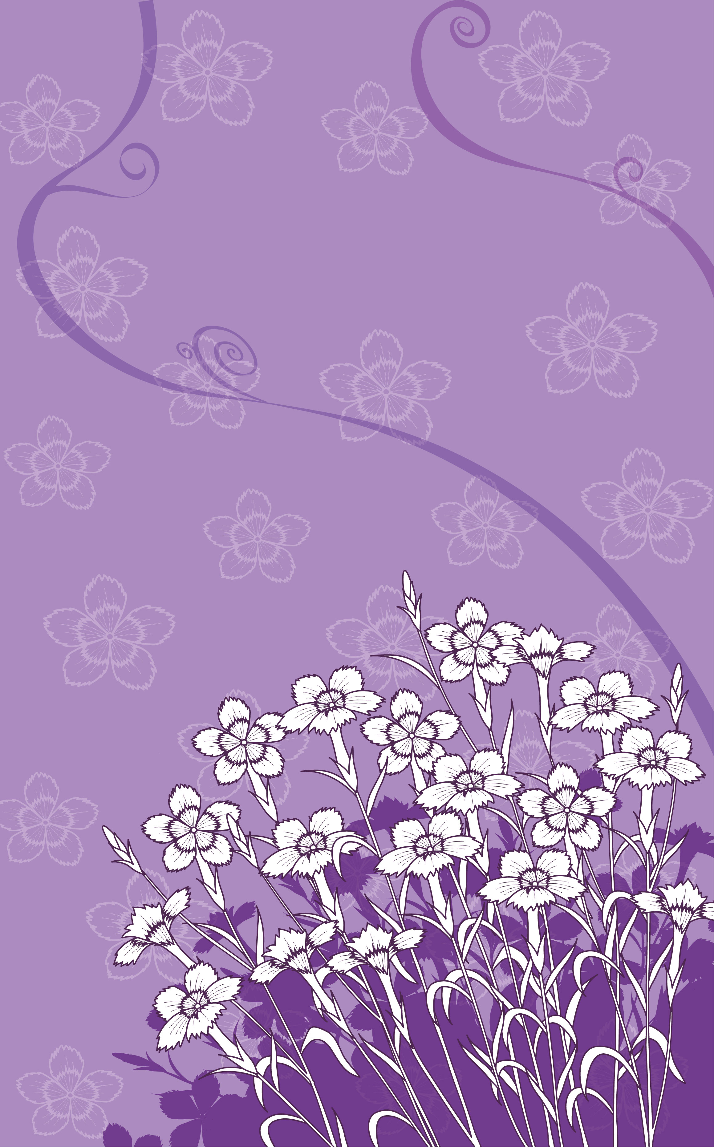 紫色の花のイラスト フリー素材 背景 壁紙no 471 シルエット 白抜き 群青