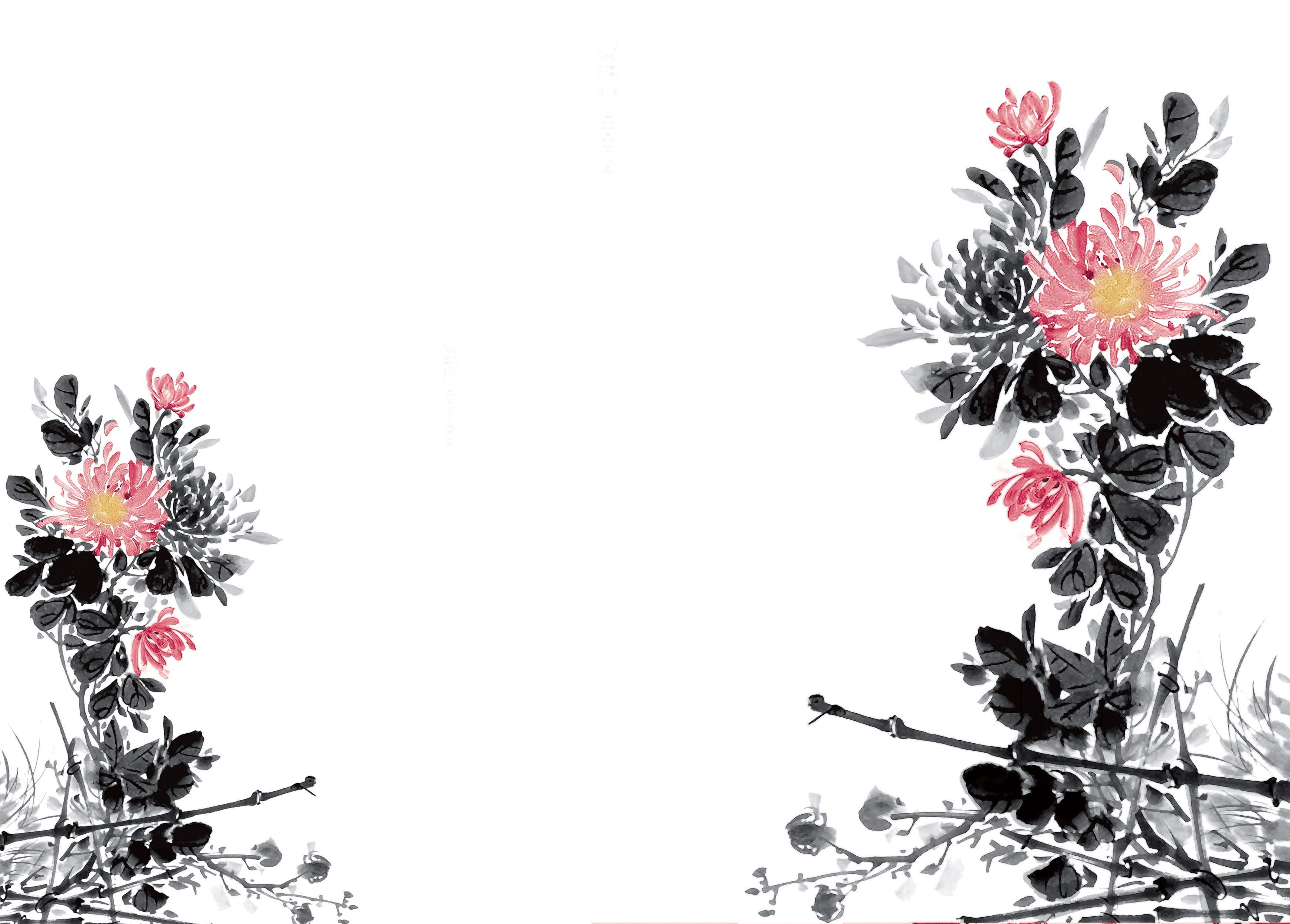 画像サンプル-壁紙：水彩画風の菊