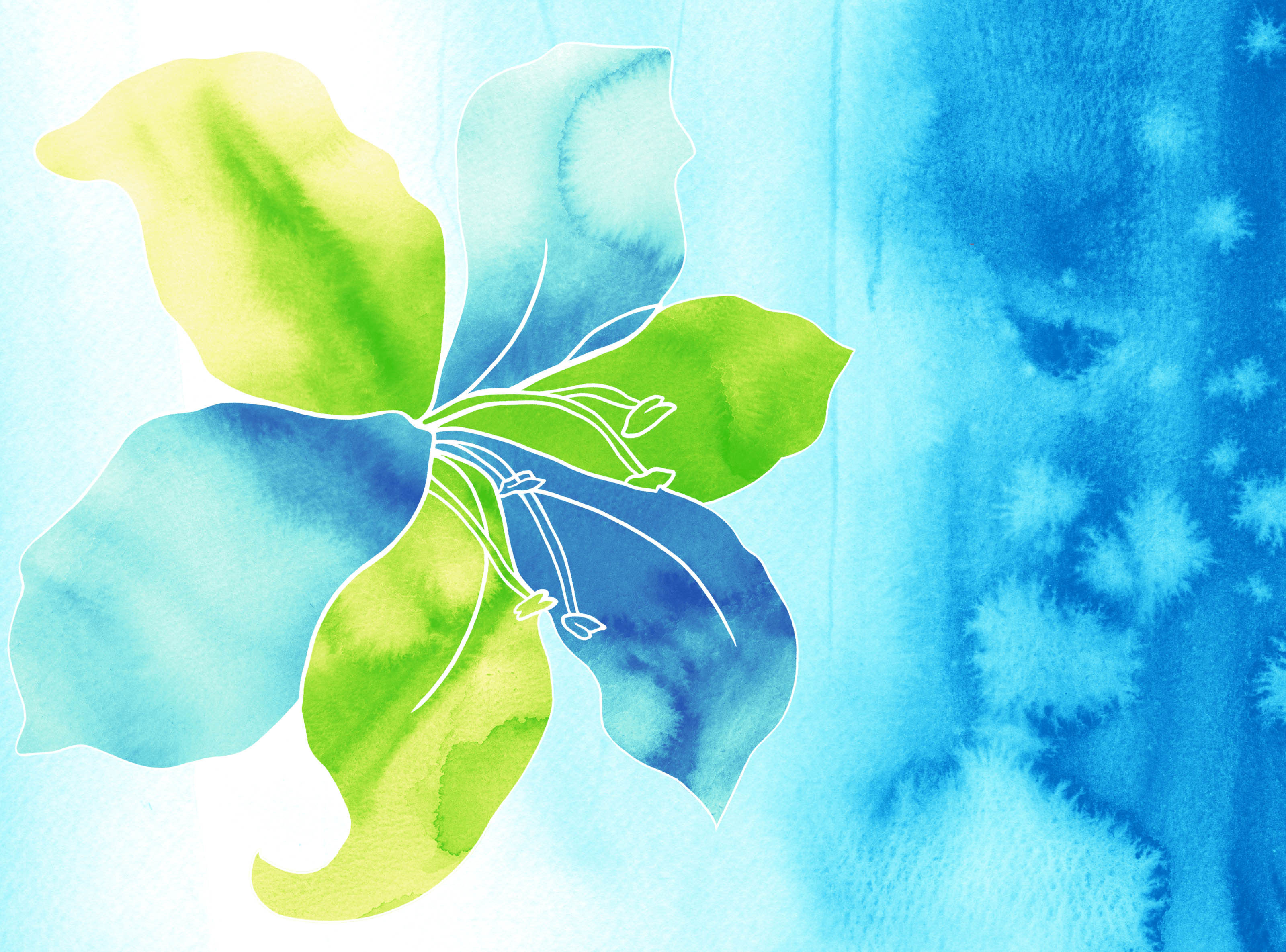 百合 ゆり の画像 イラスト フリー素材 壁紙 背景no 262 青緑 ゆり 水彩画風