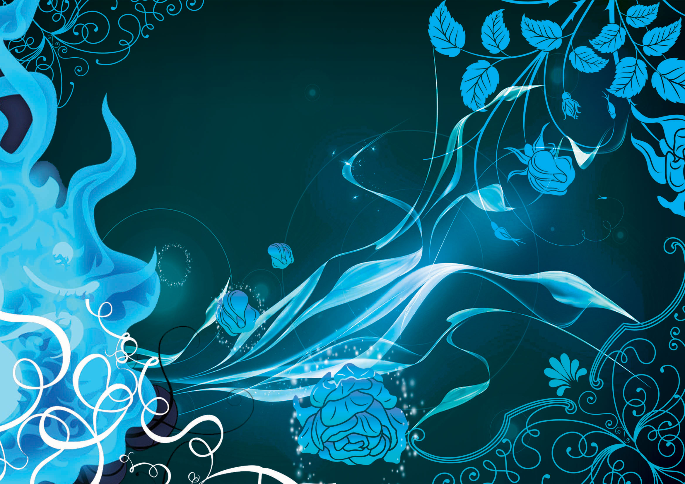 青い花のイラスト フリー素材 背景 壁紙no 355 青 クール 光彩
