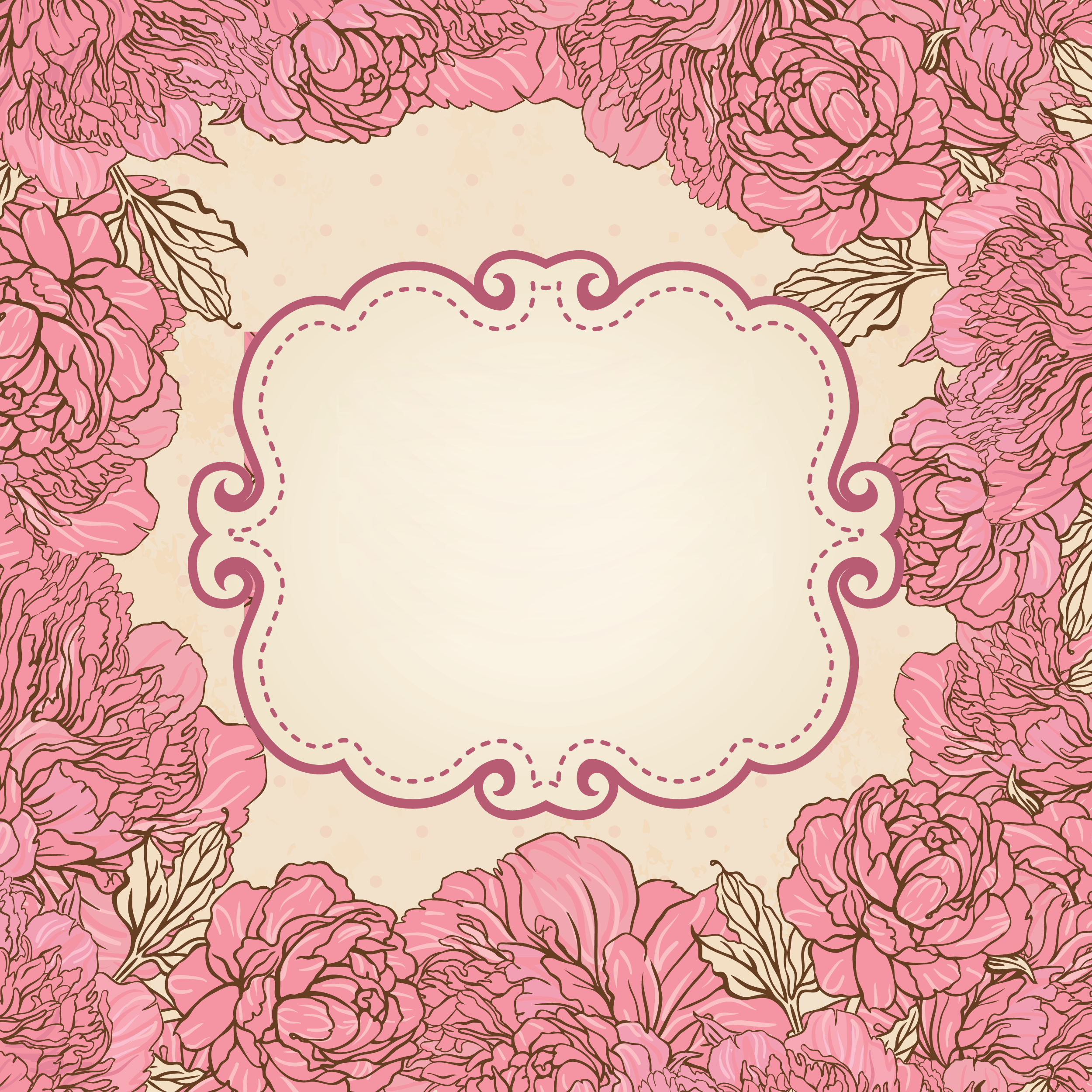 花のイラスト フリー素材 壁紙 背景no 762 手書き風 赤紫 窓枠