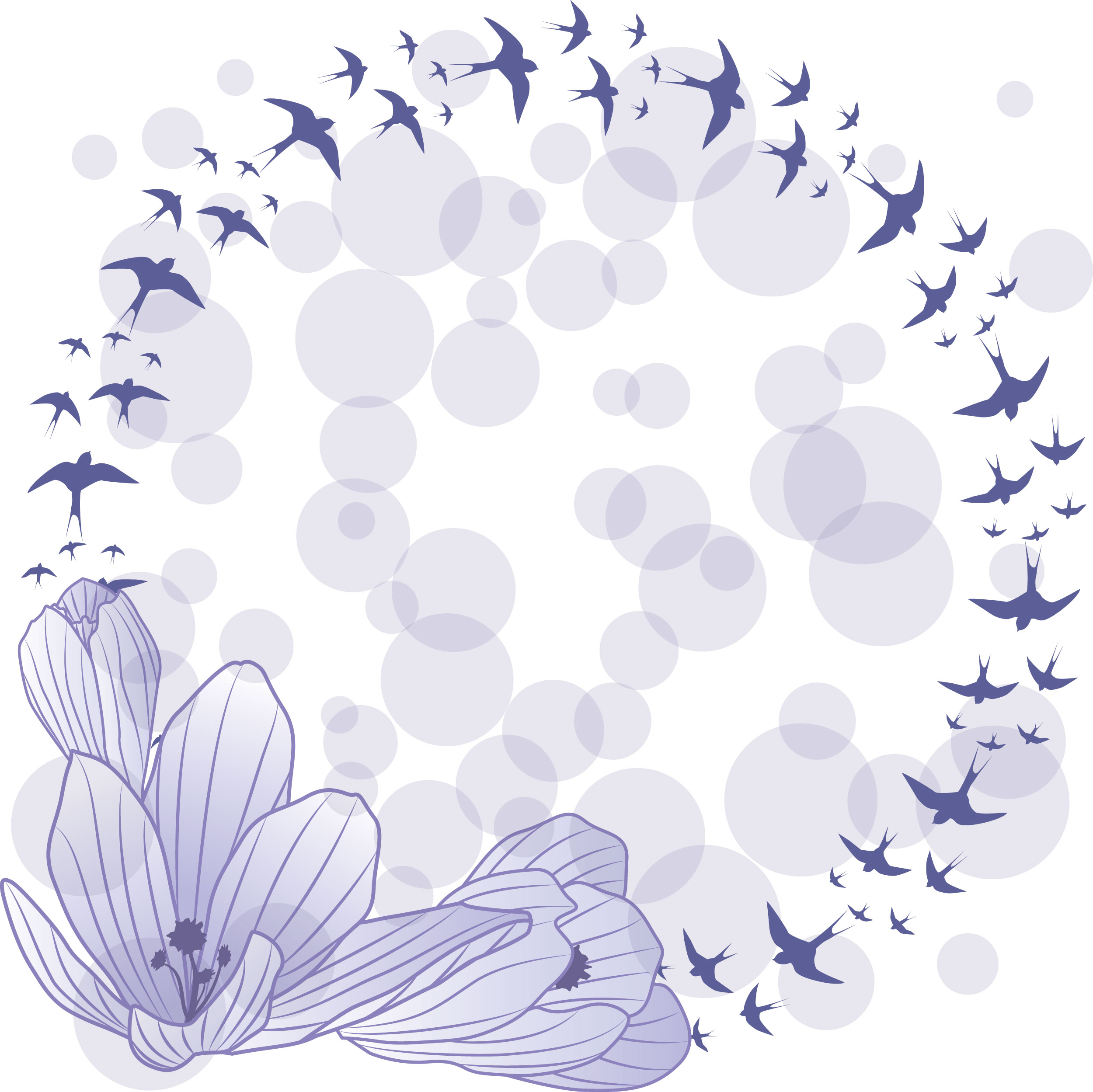 壁紙 背景イラスト 花のフレーム 外枠 No 210 青 鳥の輪 粒