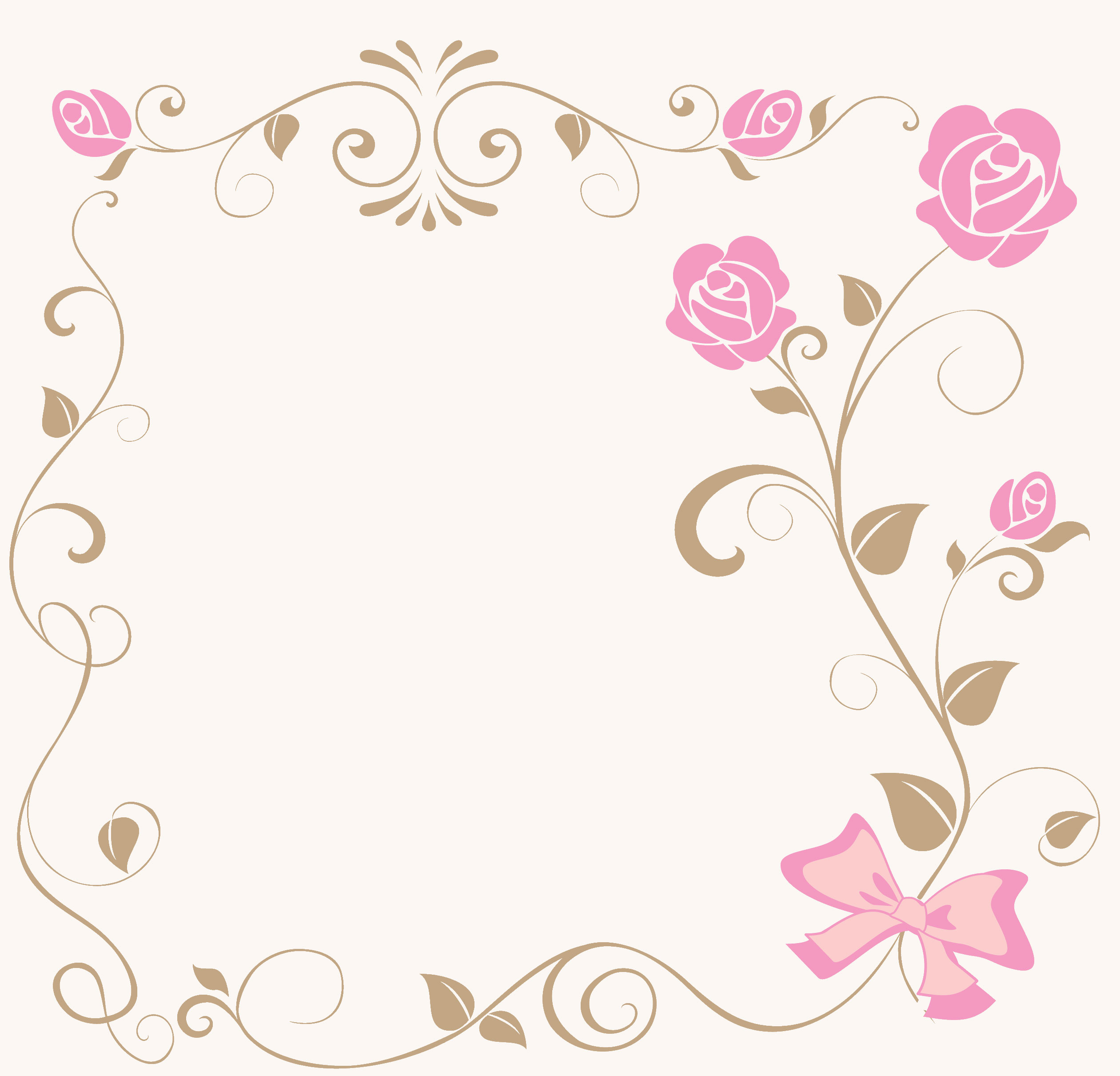 バラの画像 イラスト 壁紙 背景用 No 683 茎フレーム ピンクバラ