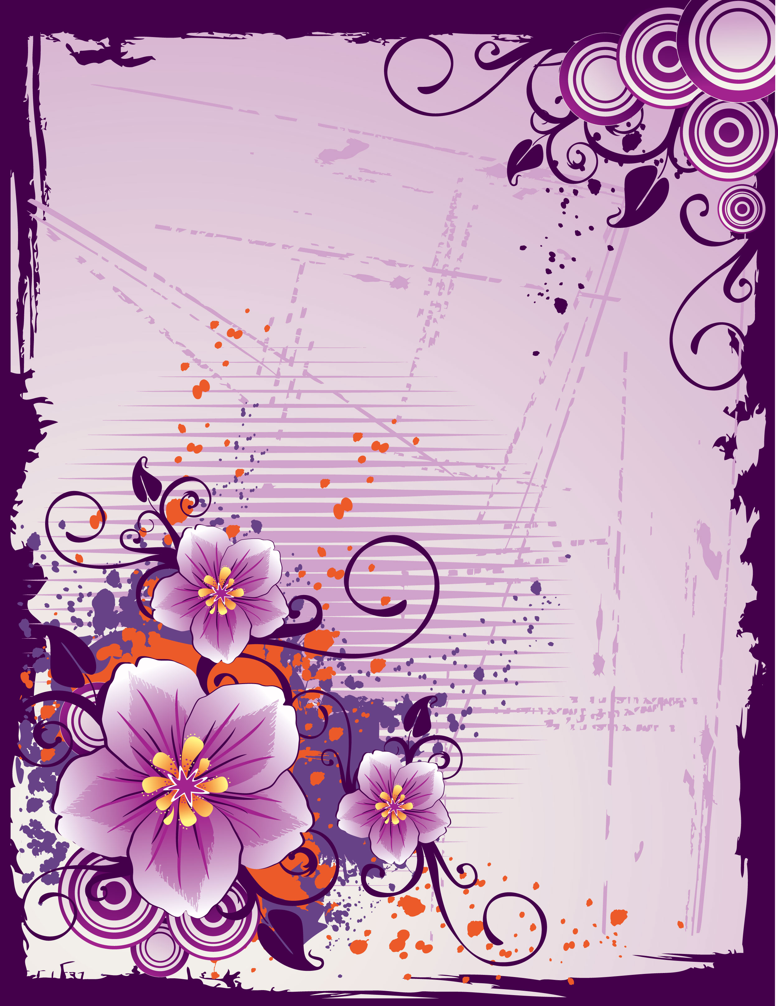 紫色の花のイラスト フリー素材 背景 壁紙no 489 紫 フレーム枠
