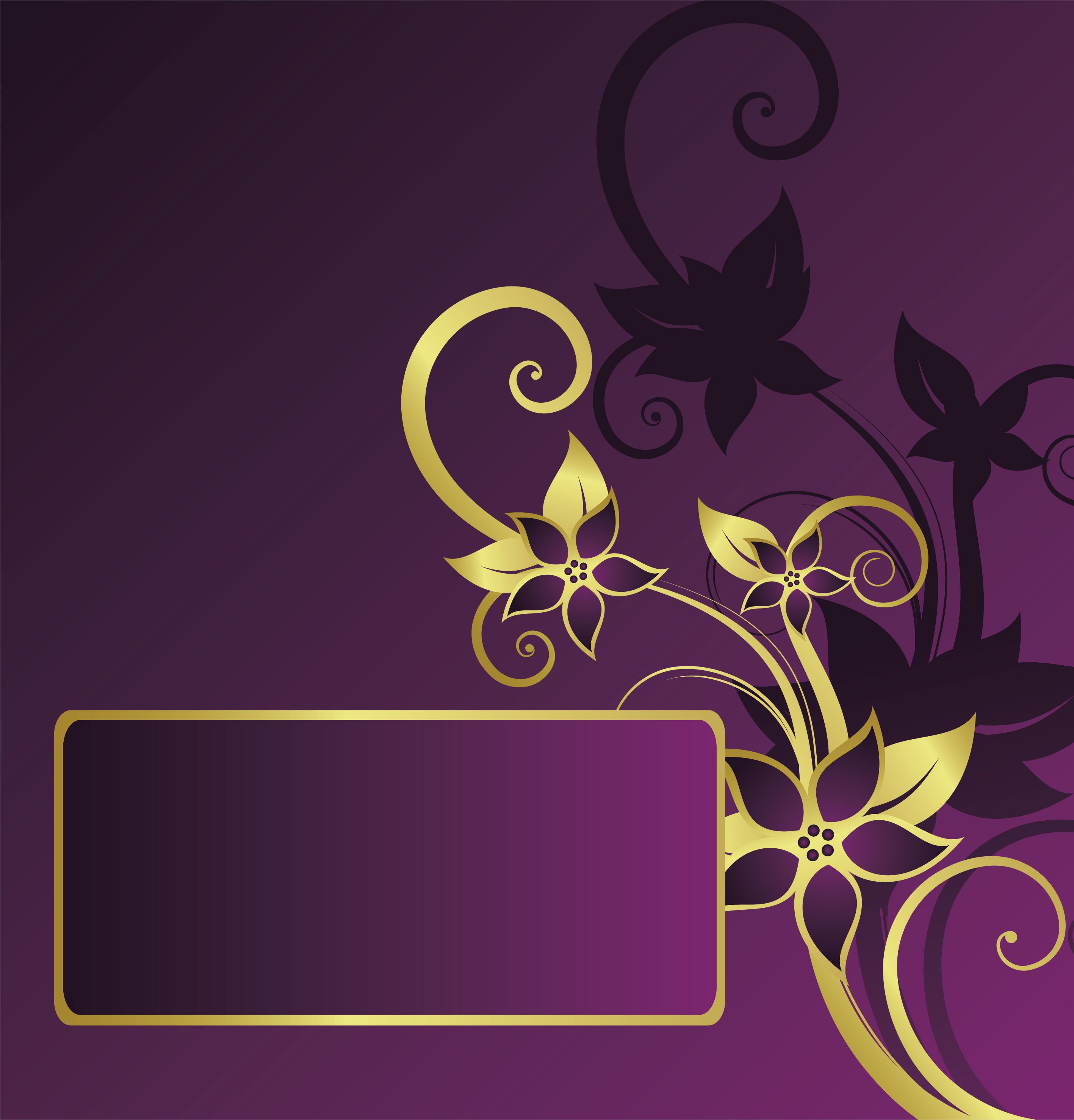 壁紙 背景イラスト 花のフレーム 外枠 No 223 紫 ゴールドフレーム