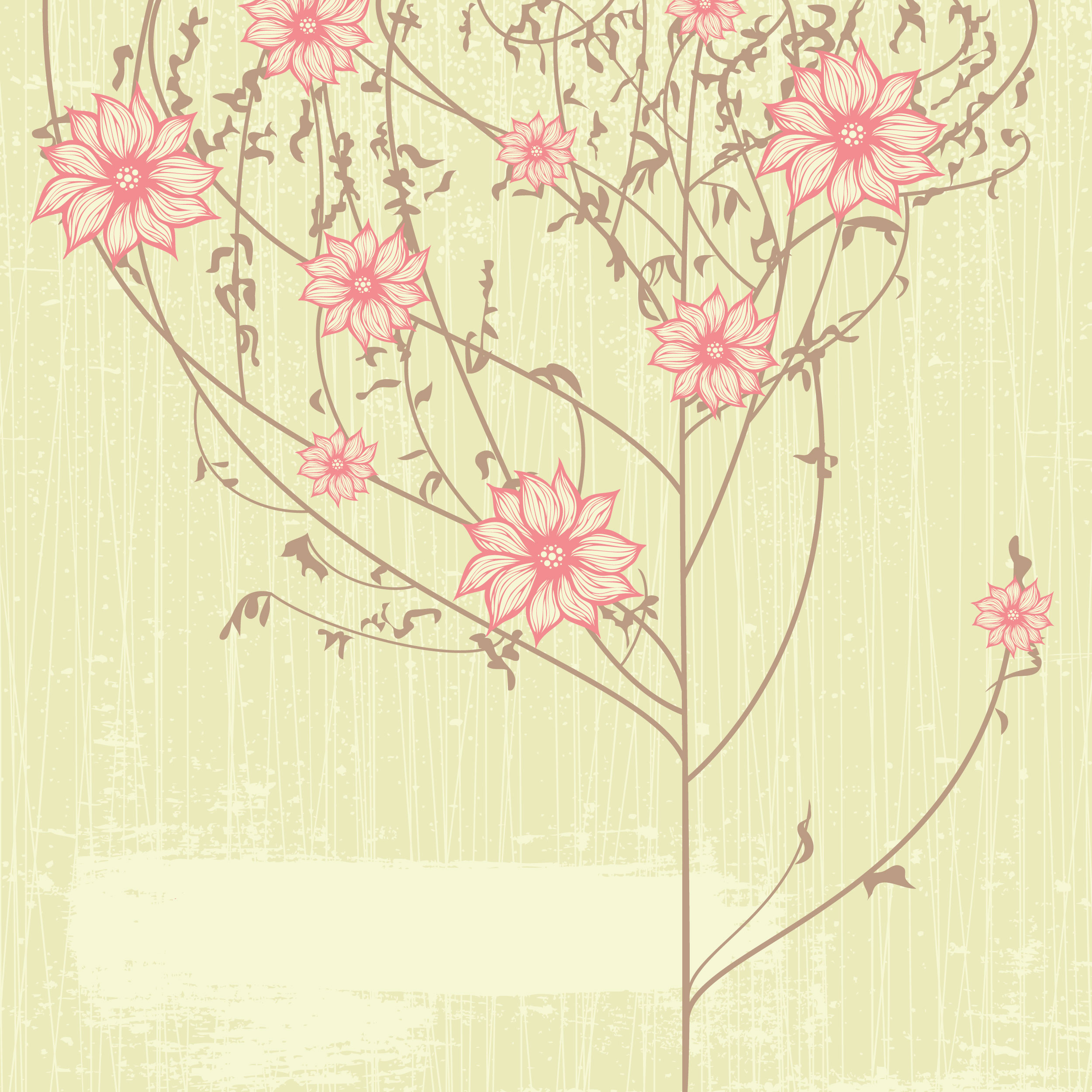 ピンクの花のイラスト フリー素材 壁紙 背景no 692 赤 黄緑背景
