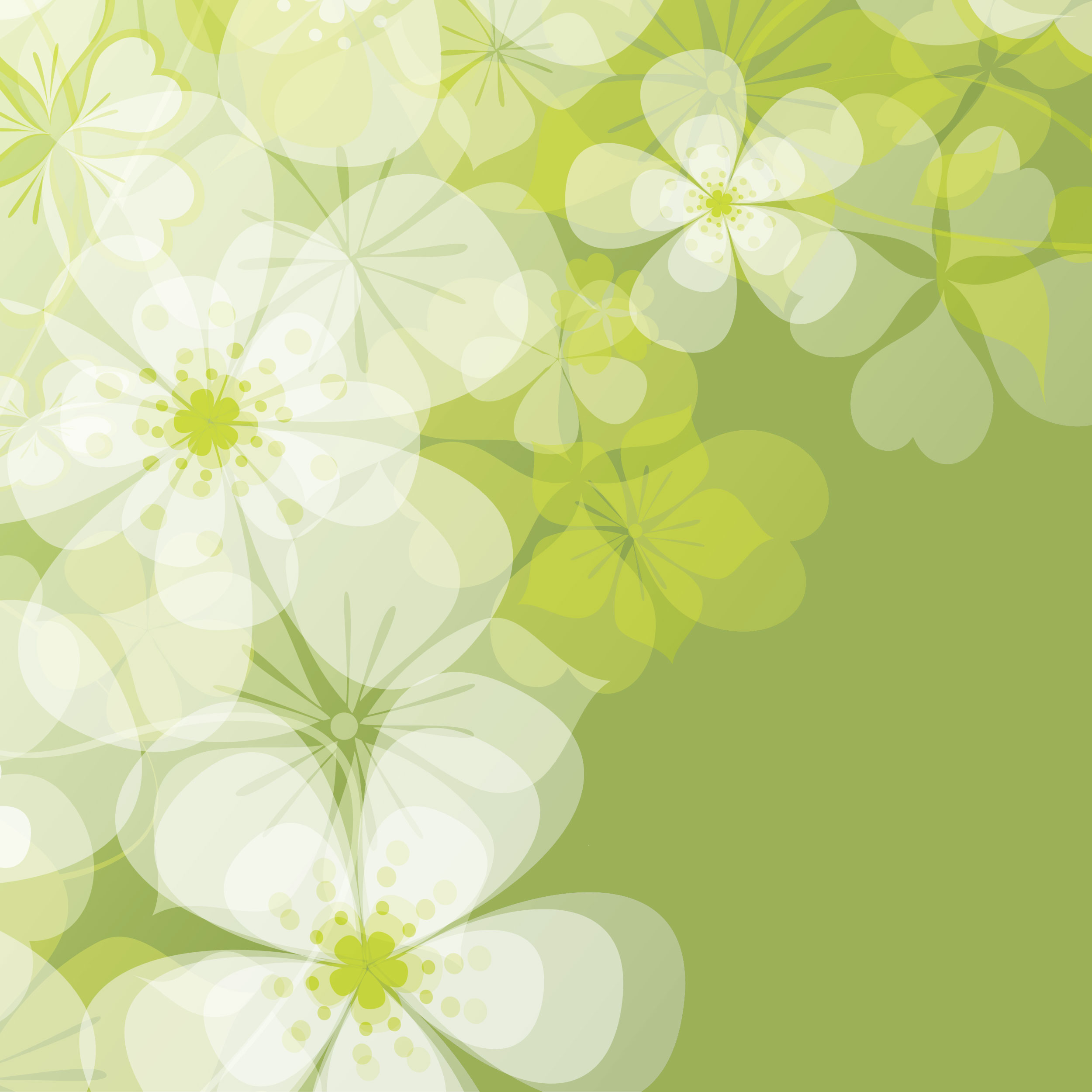 花のイラスト フリー素材 壁紙 背景no 794 白黄緑 重なり