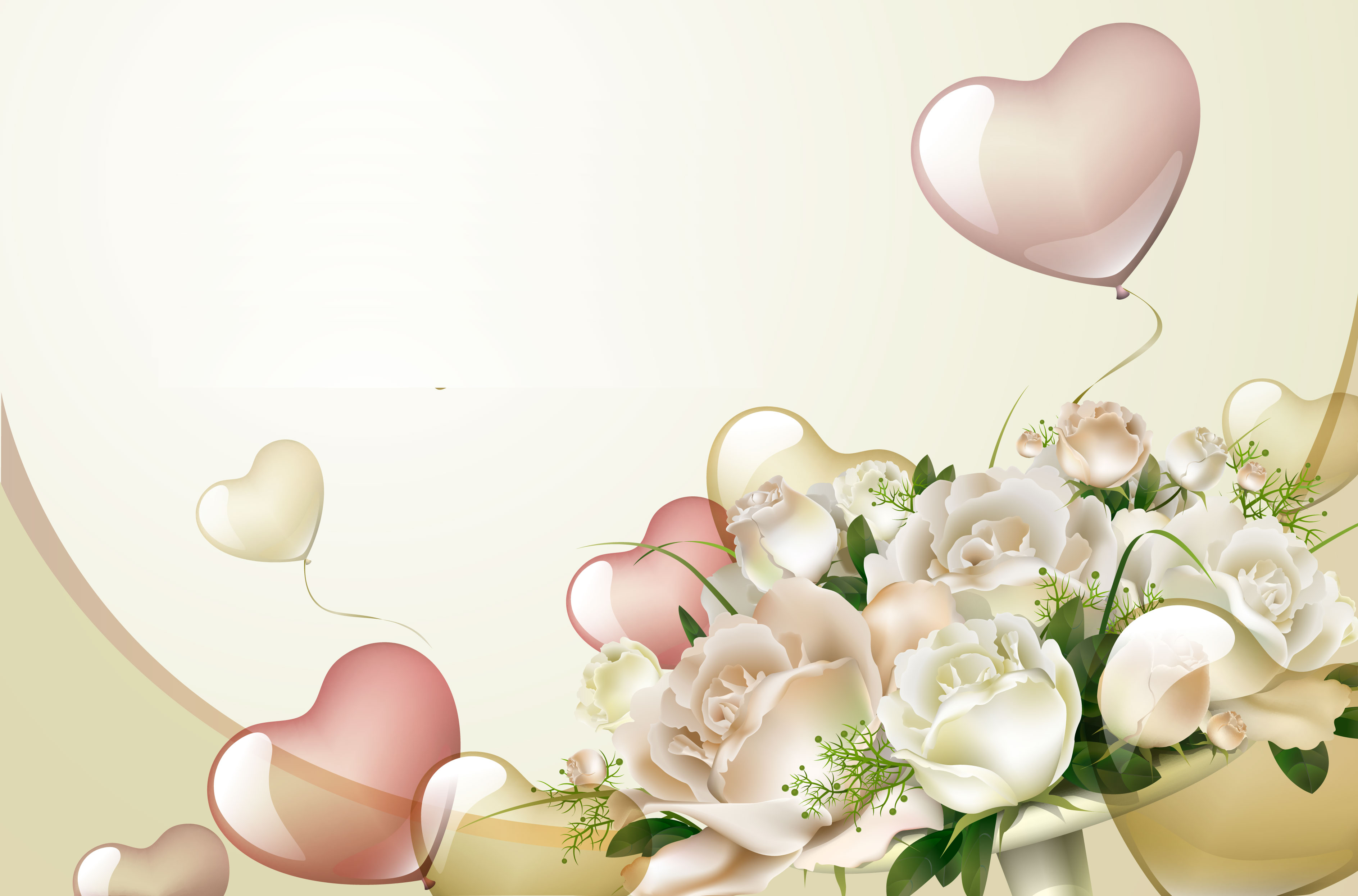 花のイラスト フリー素材 壁紙 背景no 0 ハートの風船 白バラ
