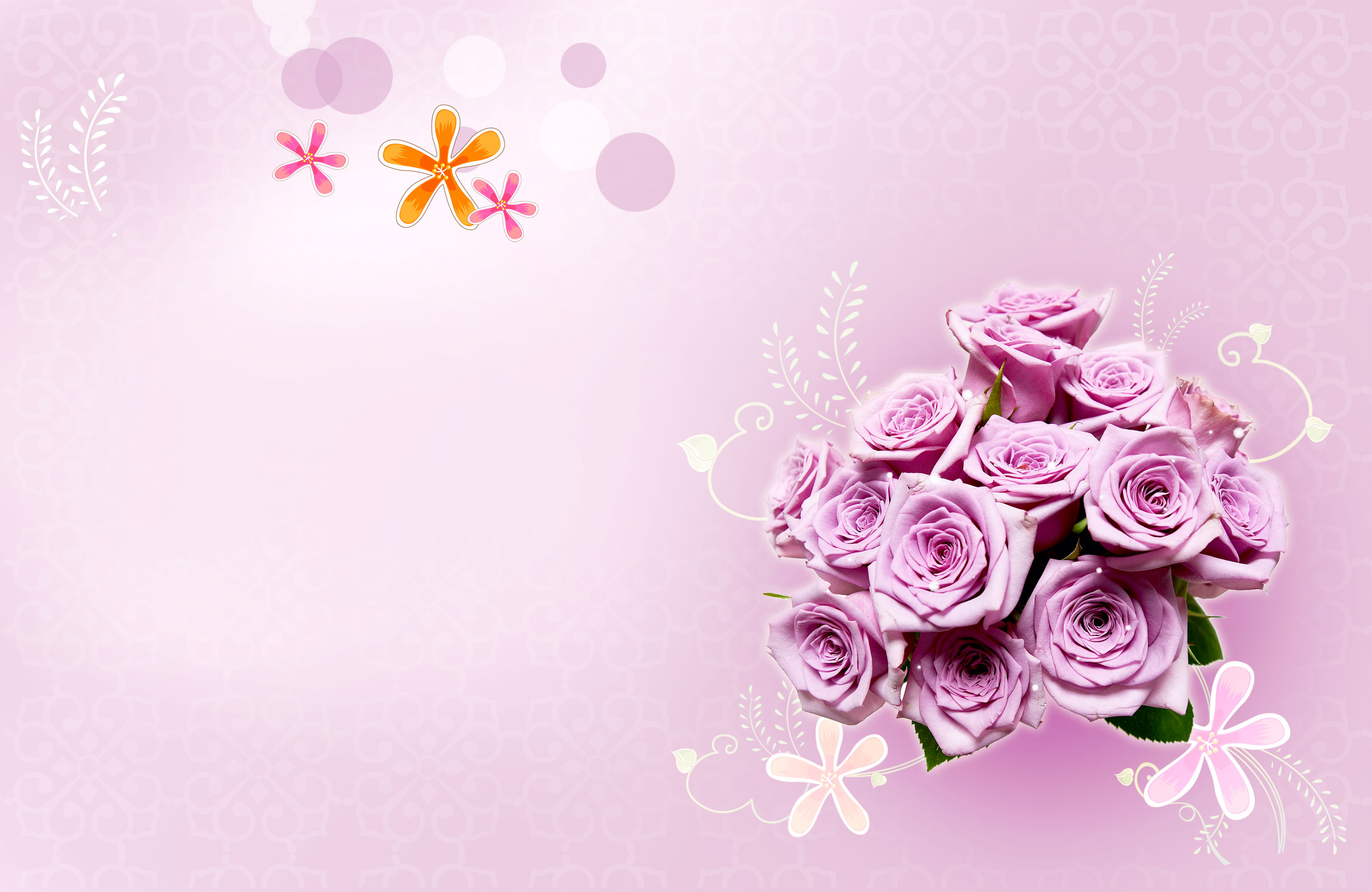紫色の花のイラスト フリー素材 背景 壁紙no 505 紫のバラ 束