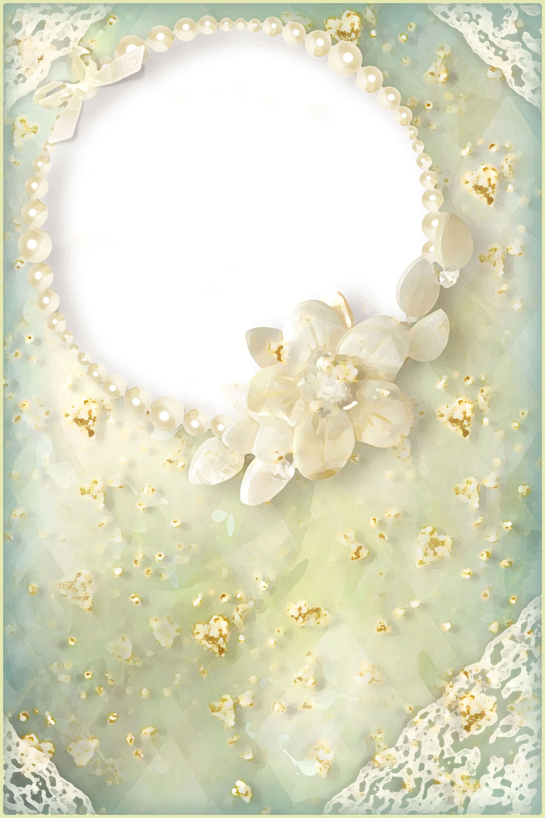 白いの花のイラスト フリー素材 背景 壁紙no 443 真珠のフレーム 白