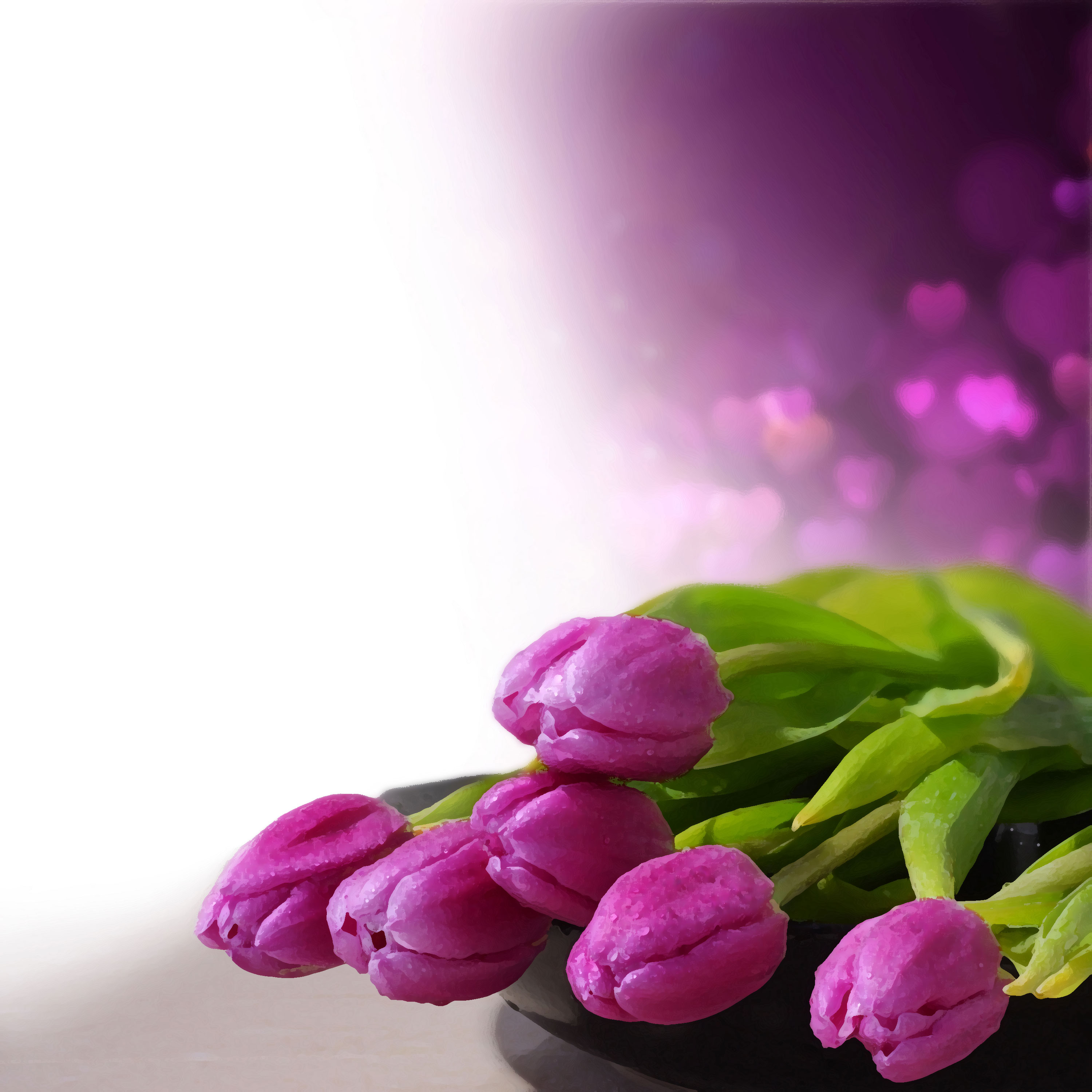 紫色の花のイラスト フリー素材 背景 壁紙no 506 紫のチューリップ 緑葉