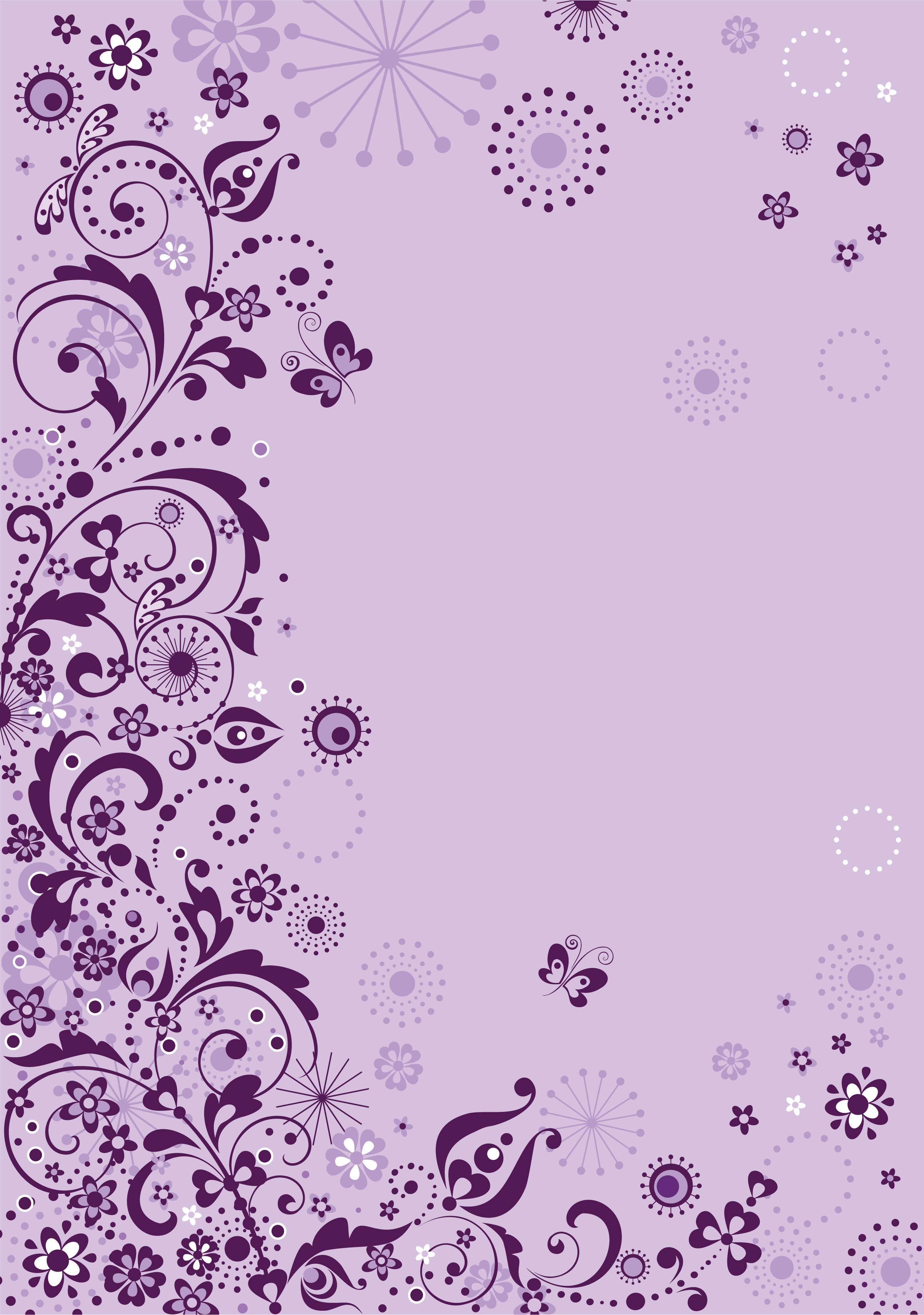 紫色の花のイラスト フリー素材 背景 壁紙no 510 青紫 ポップ 蝶 花火
