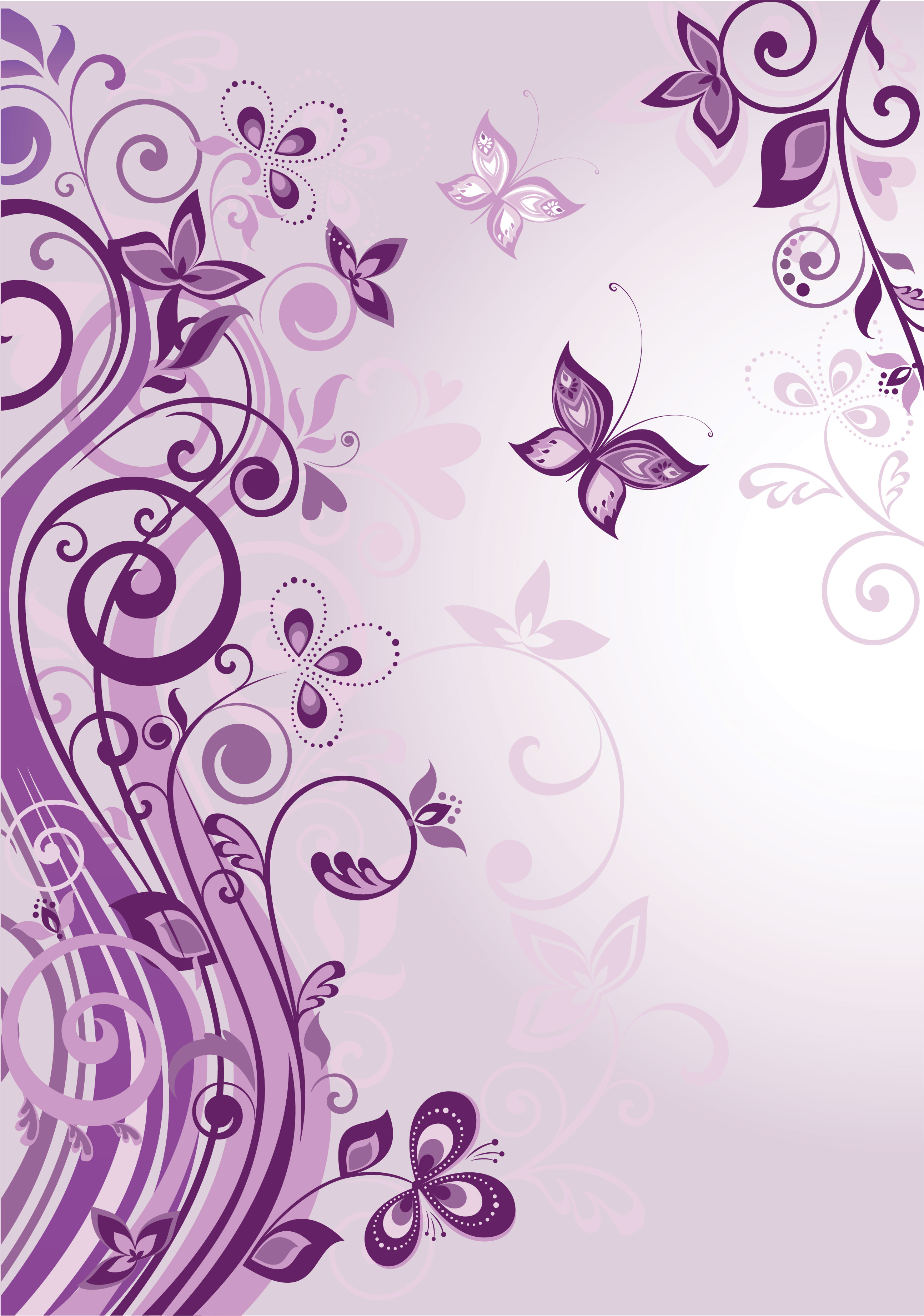 花のイラスト フリー素材 壁紙 背景no 847 青紫 光彩 蝶