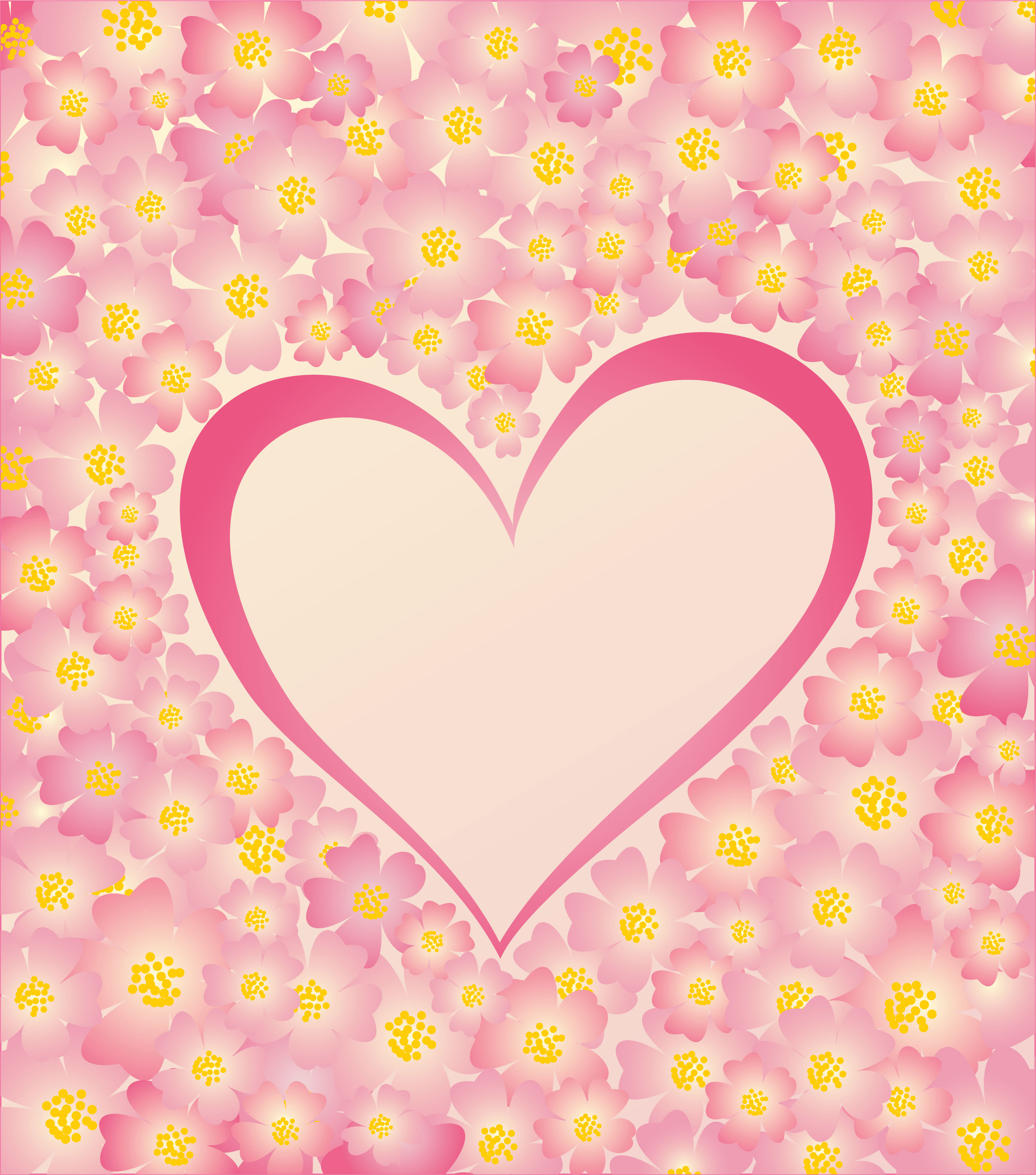 花のイラスト フリー素材 壁紙 背景no 854 ハートフレーム ピンク