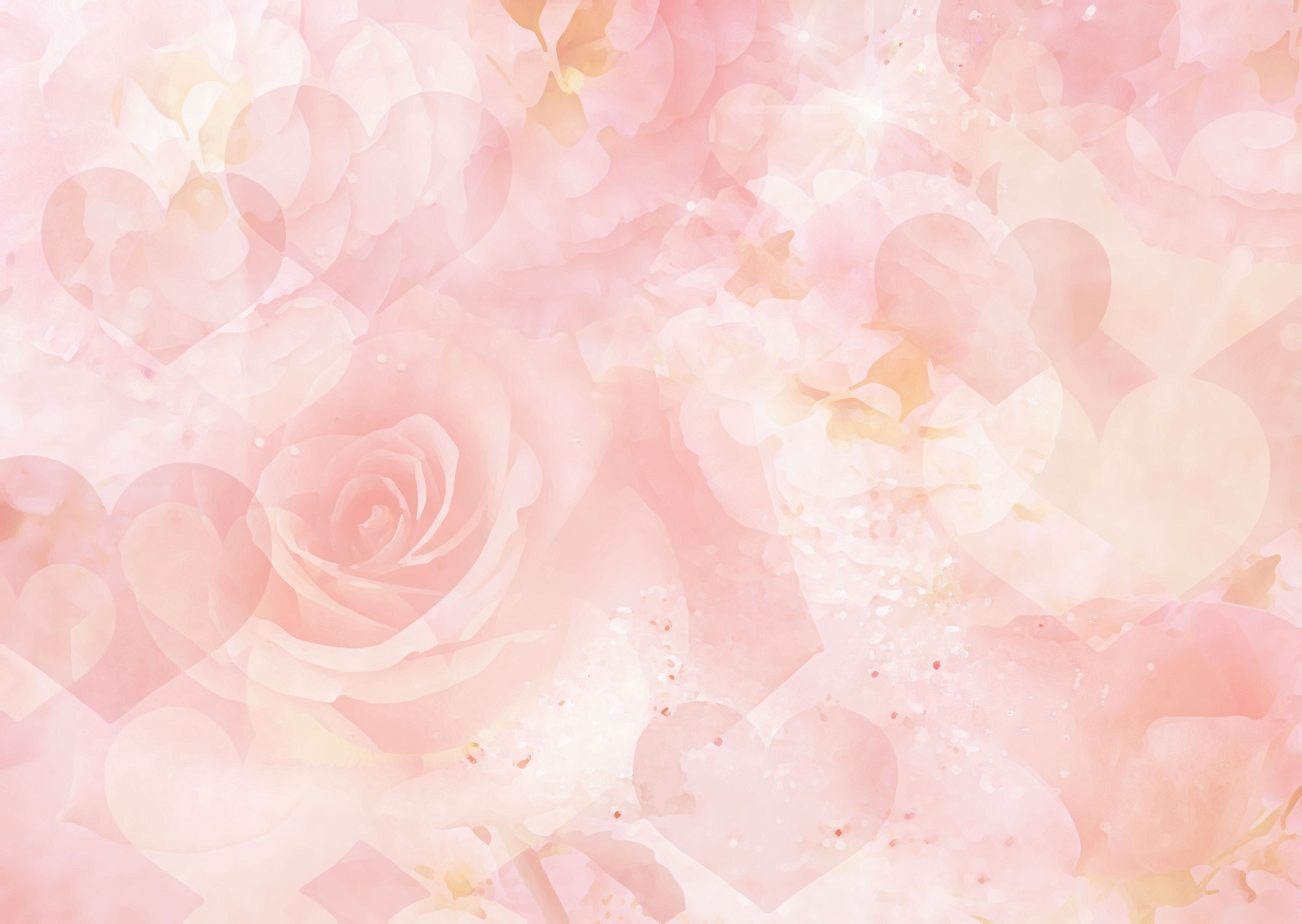花のイラスト フリー素材 壁紙 背景no 109 ピンクのバラとハート