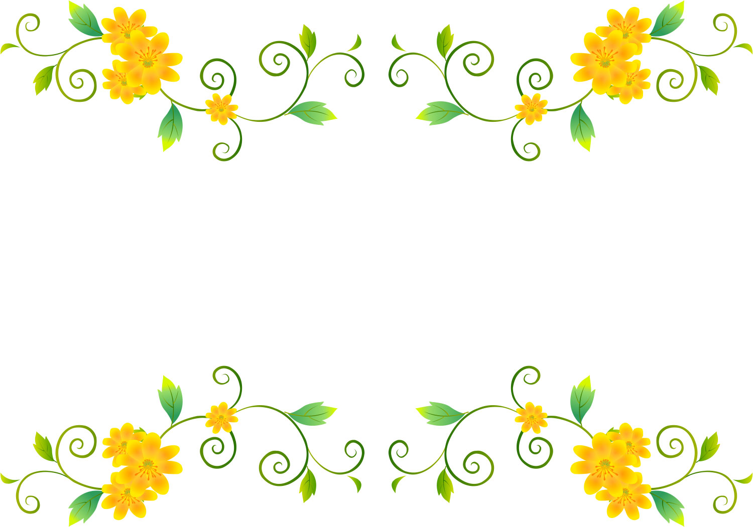 花のフレームのイラスト・画像No.030『黄色い花のフレーム』／無料のフリー素材集【百花繚乱】
