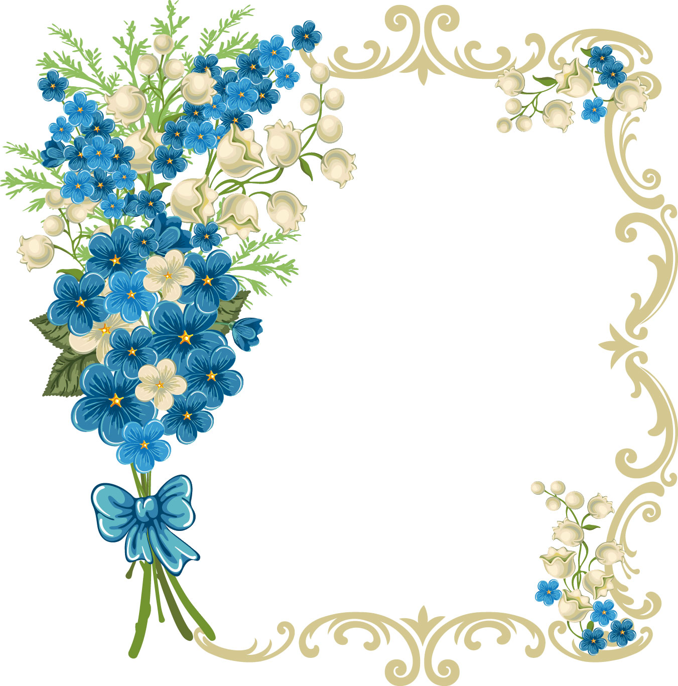 画像サンプル-フレーム：鈴蘭と青い花