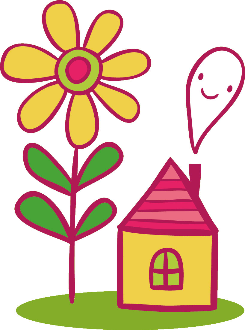 画像サンプル-かわいい花と家