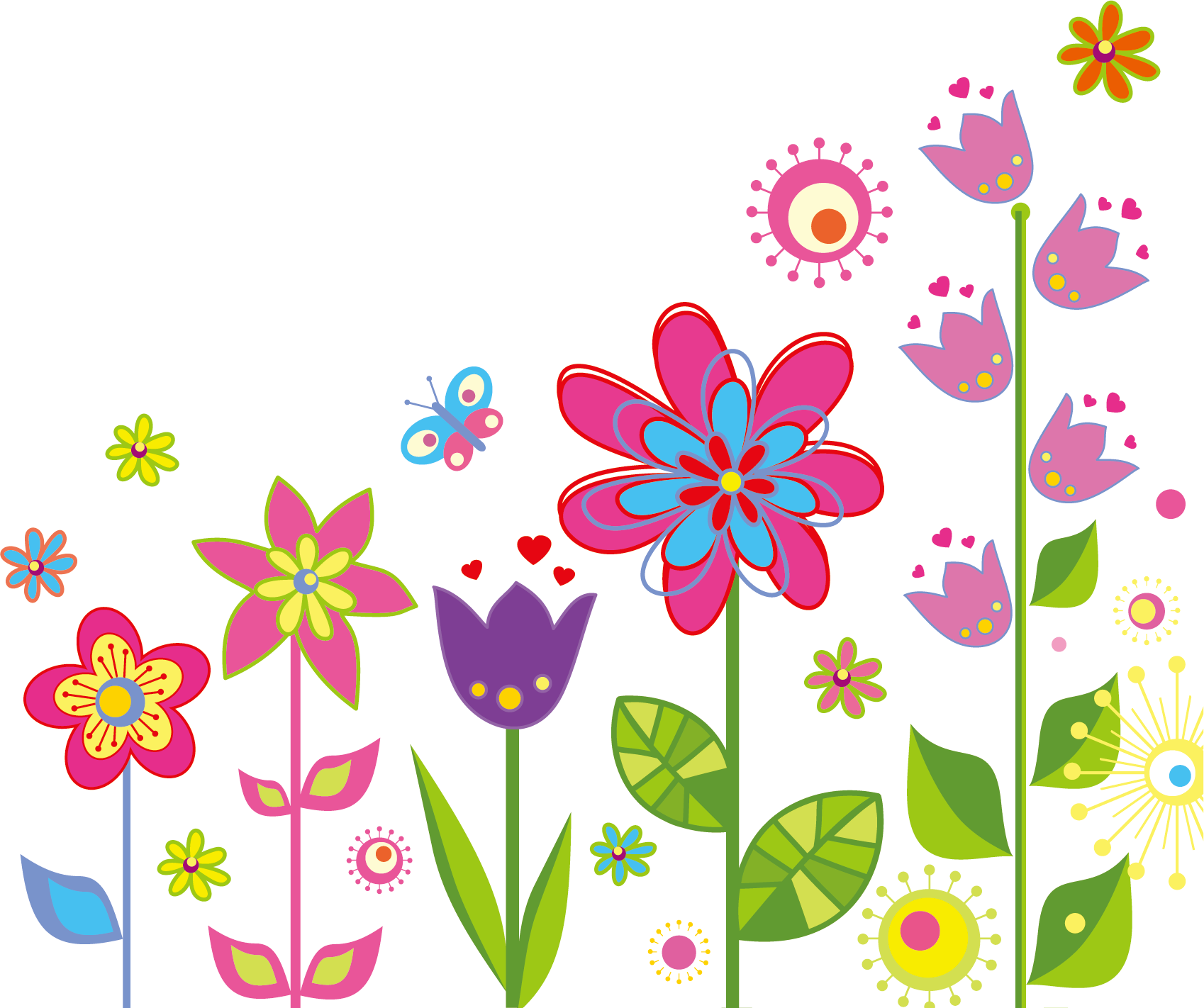 かわいい花のイラスト 画像no 044 ポップな花 カラフル 無料のフリー素材集 百花繚乱