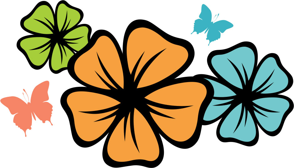 画像サンプル-カラフルな花と蝶