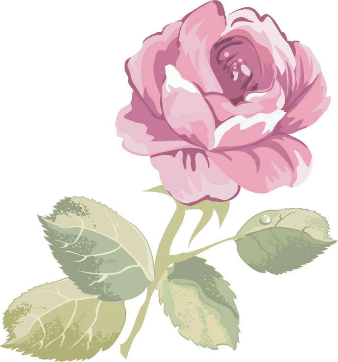 薔薇のイラスト見本-紫色のバラ-上