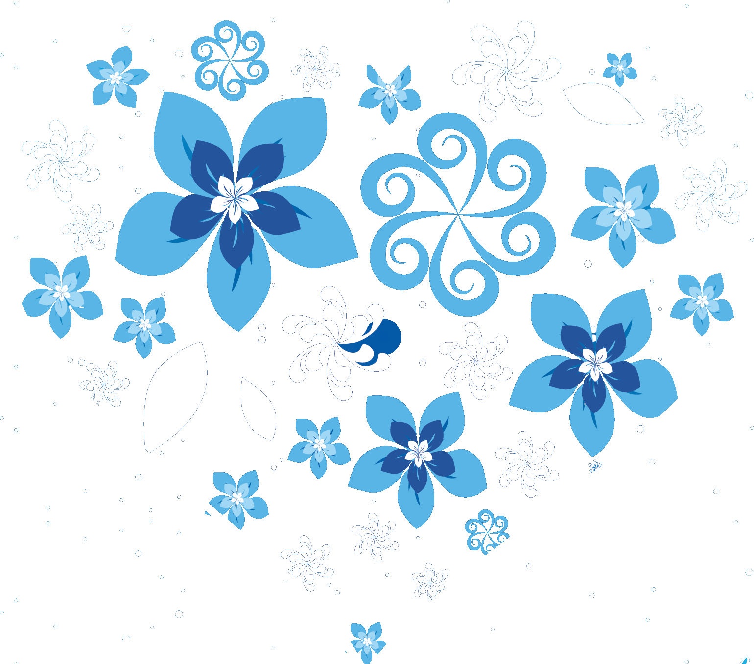 青い花のイラスト フリー素材 No 152 水色の花々