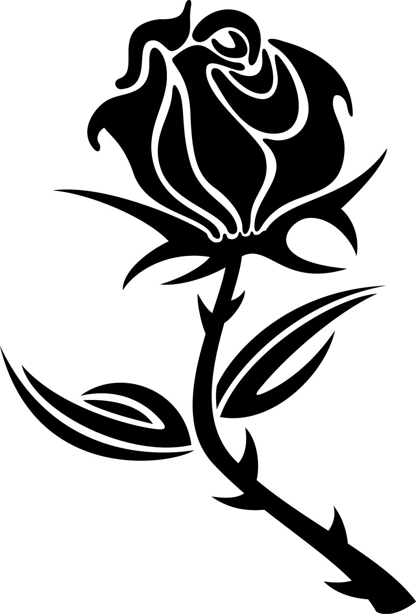 バラの画像 イラスト 白黒 モノクロ No 735 薔薇のイメージ