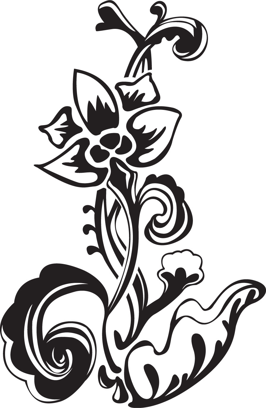白黒の花のイラスト-花のイラスト