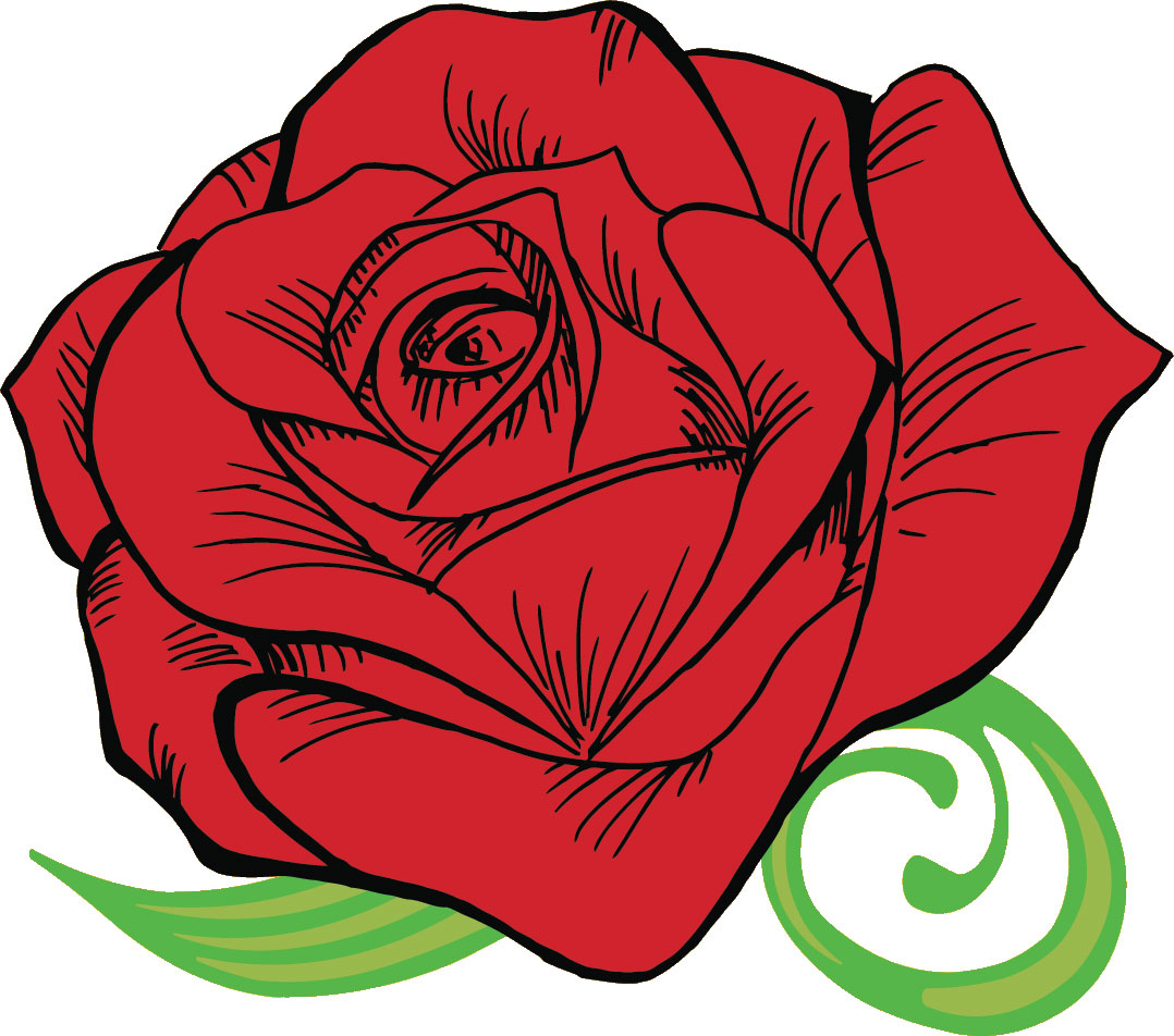 リアルな花のイラスト フリー素材 花一輪no 1617 手書き風のバラ