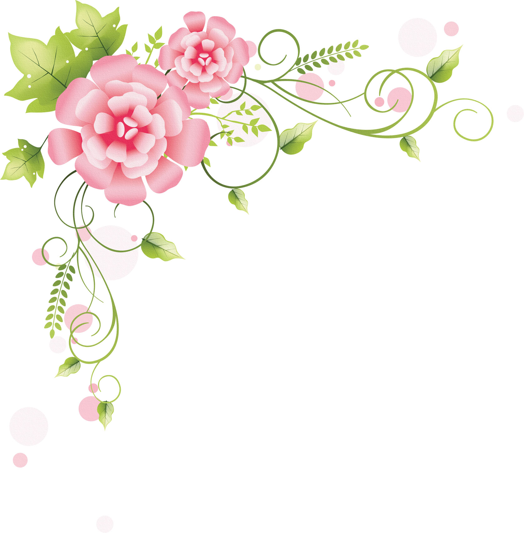 リアルな花のイラスト フリー素材 角 コーナー用no 1444 ピンクコーナー