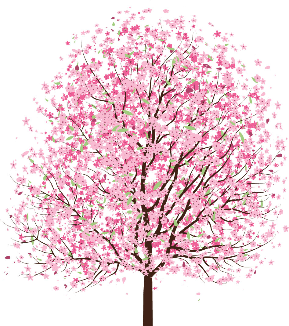 ピンクの花のイラスト フリー素材 No 380 桜の木