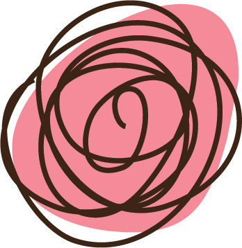 ピンクの花のイラスト フリー素材 No 007 ぐるぐる 赤