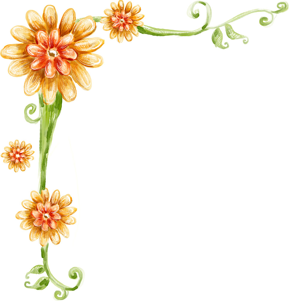 リアルな花のイラスト フリー素材 角 コーナー用no 1449 手書き風コーナー