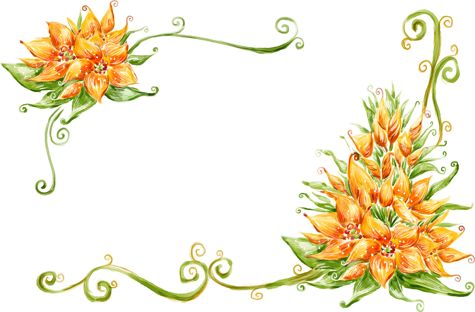 オレンジ色の花のイラスト フリー素材 No 165 手書き風 背景なし