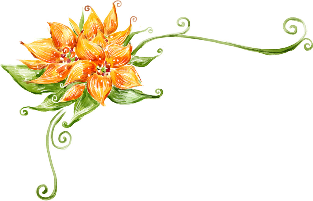 オレンジ色の花のイラスト フリー素材 No 3 手書き風コーナー